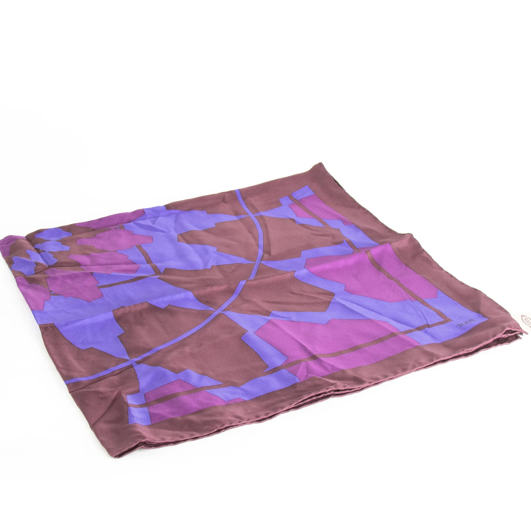 Tod's Electric Blue and Burgundy Silk Scarf - Image 6