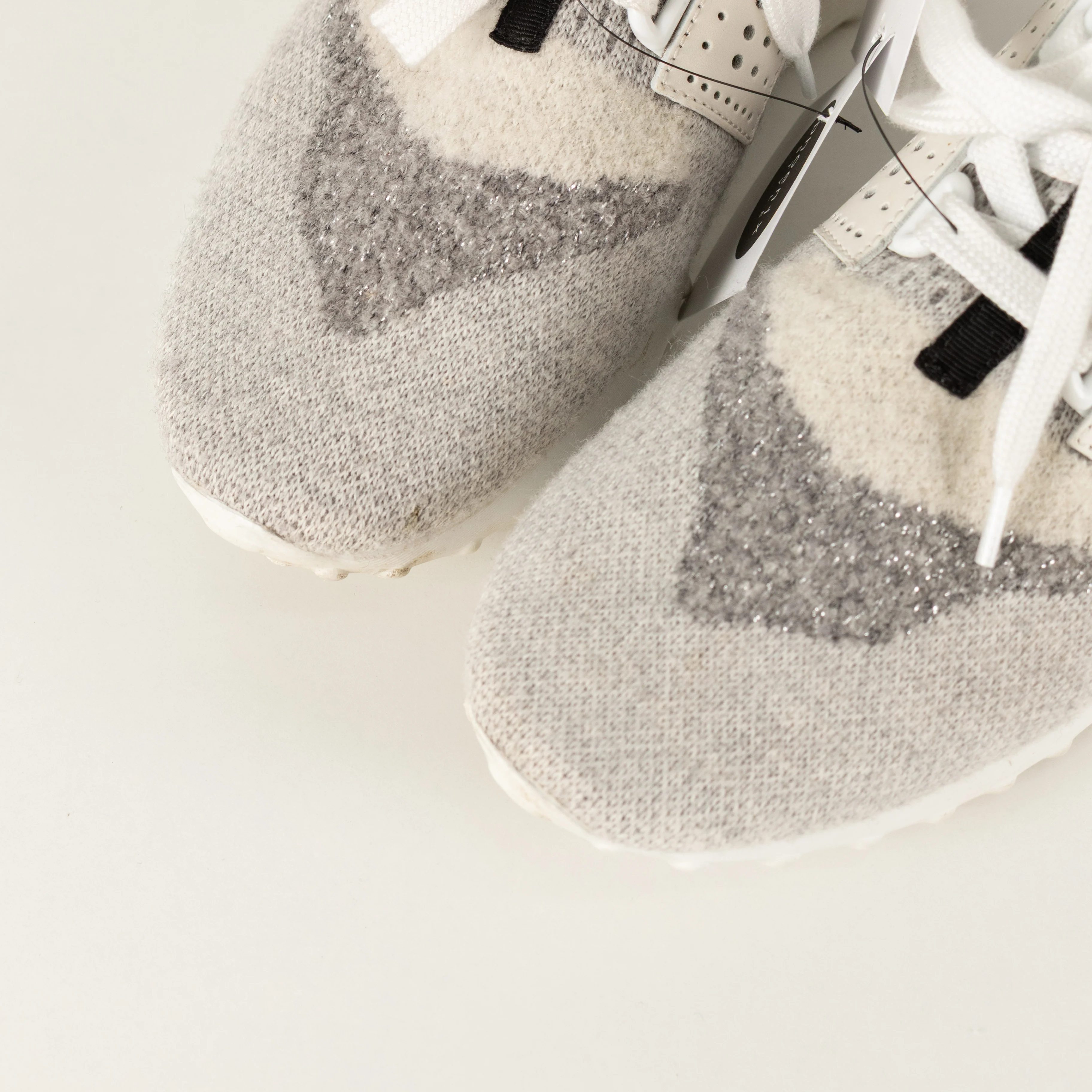 Tods Grey White Silver Lurex Knit Trainers - Image 8