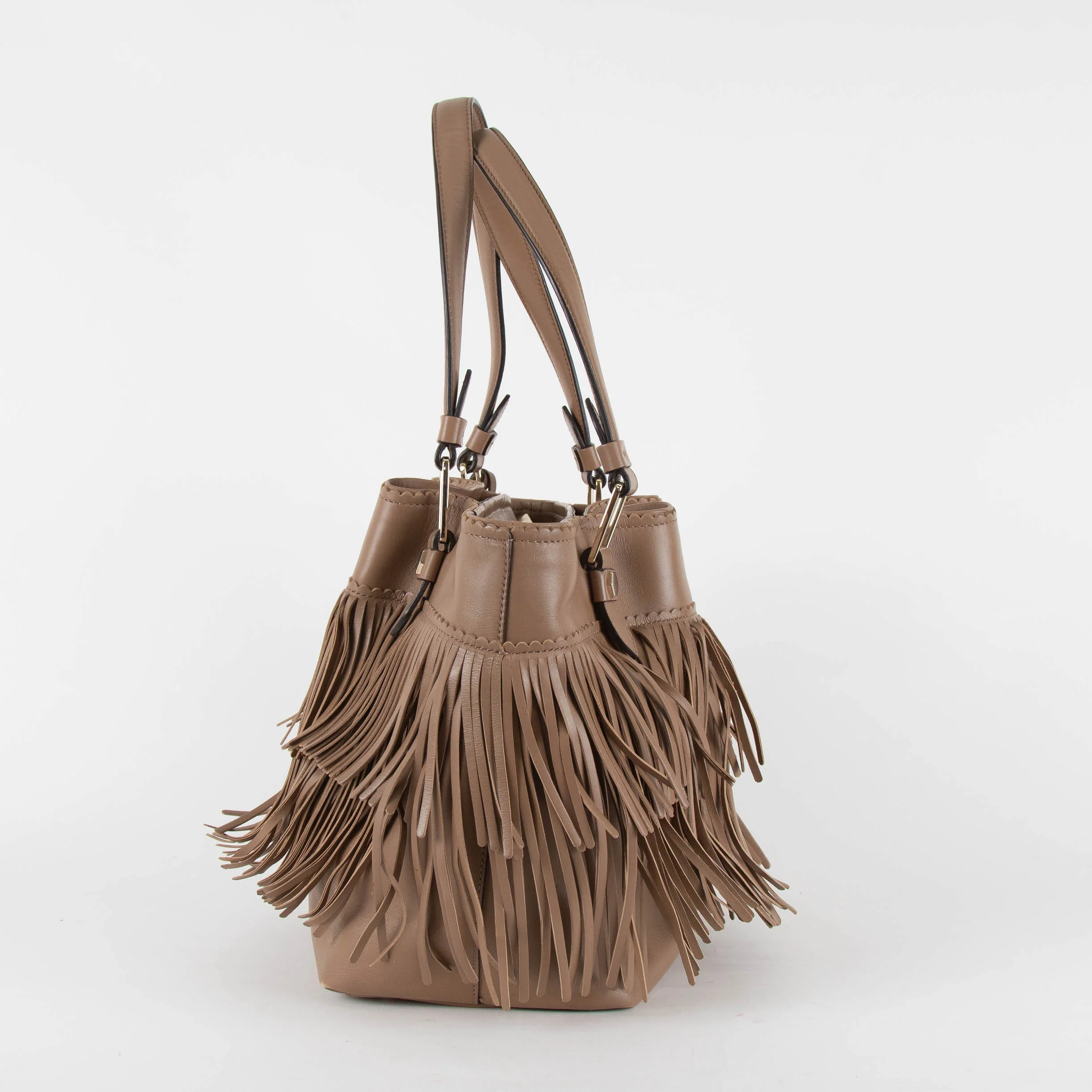 Tod's Light Brown Leather Fringe Handbag - Image 5