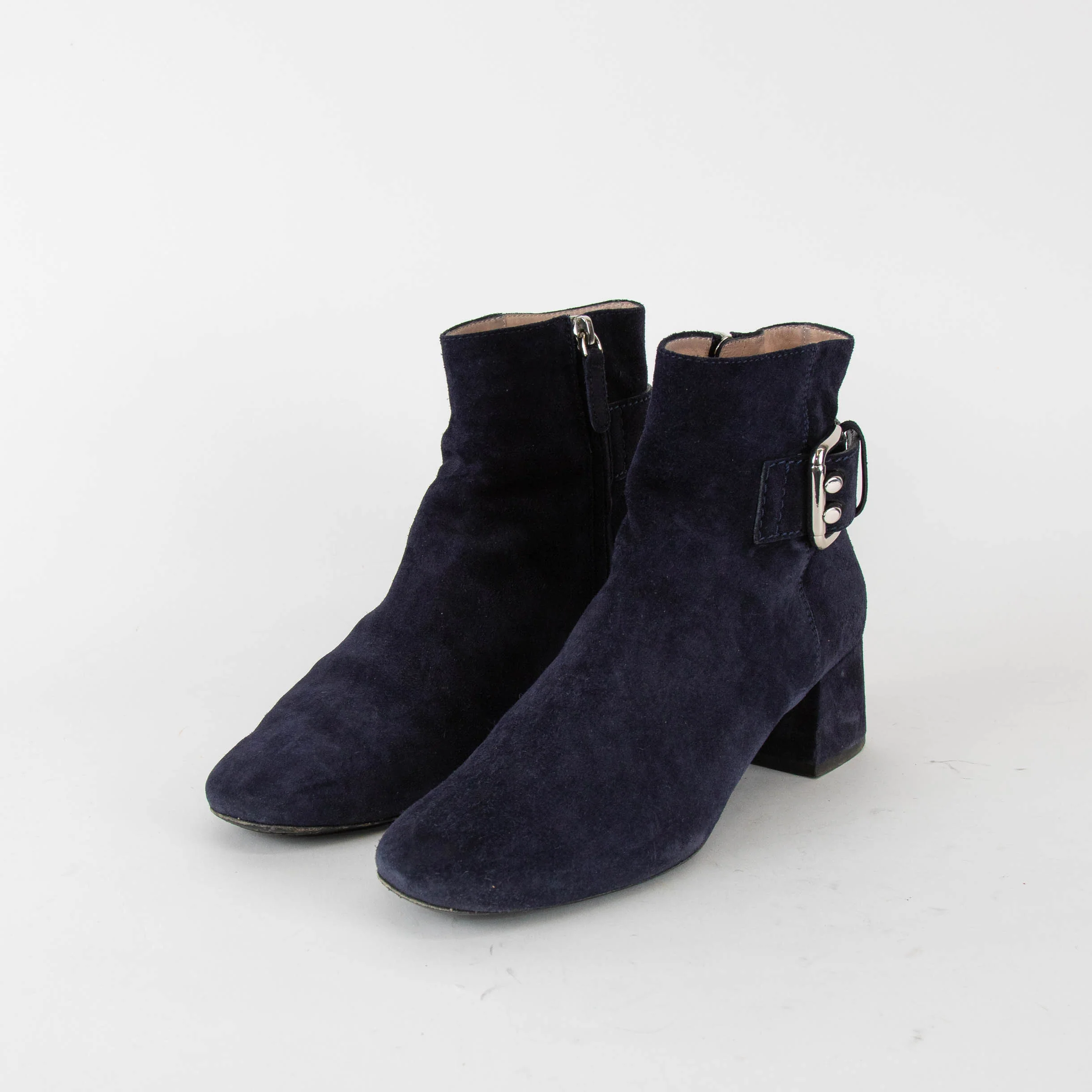 Tod's Navy Suede Ankle Boot With Buckle - Image 2