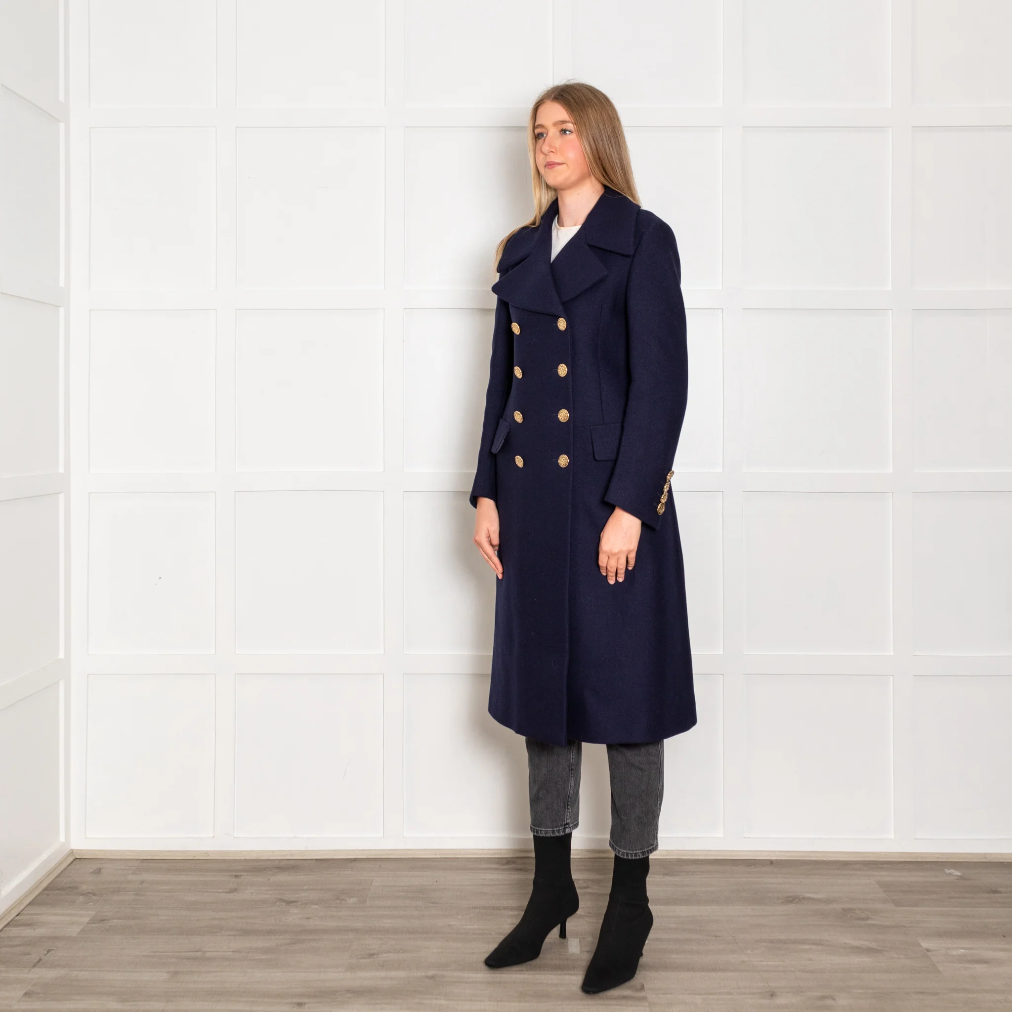 Tod's Navy Wool Military Coat - Image 3