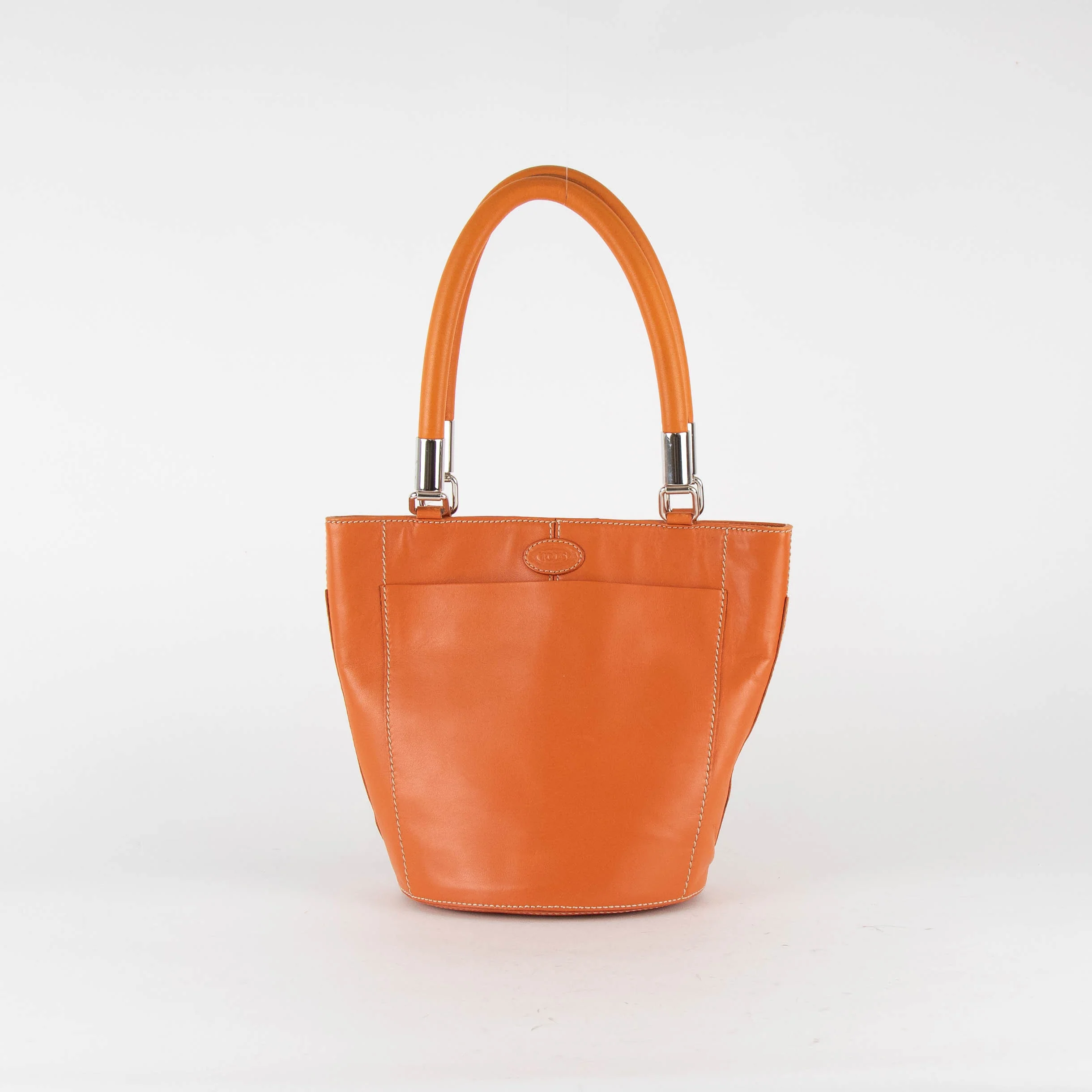 Tod's Orange Leather Small Bucket Bag
