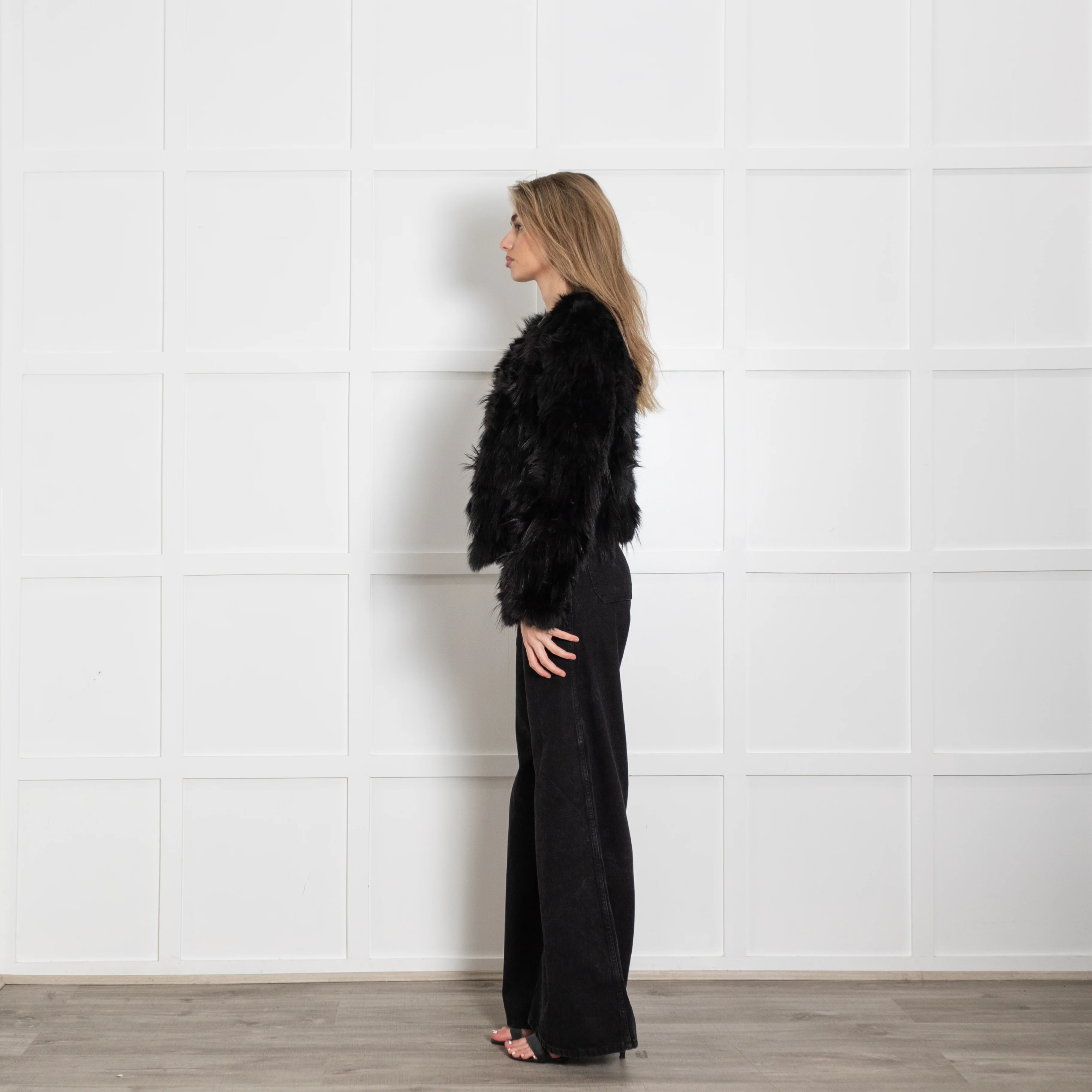 Toga Pulla Black Leather and Fur Biker Jacket - Image 4