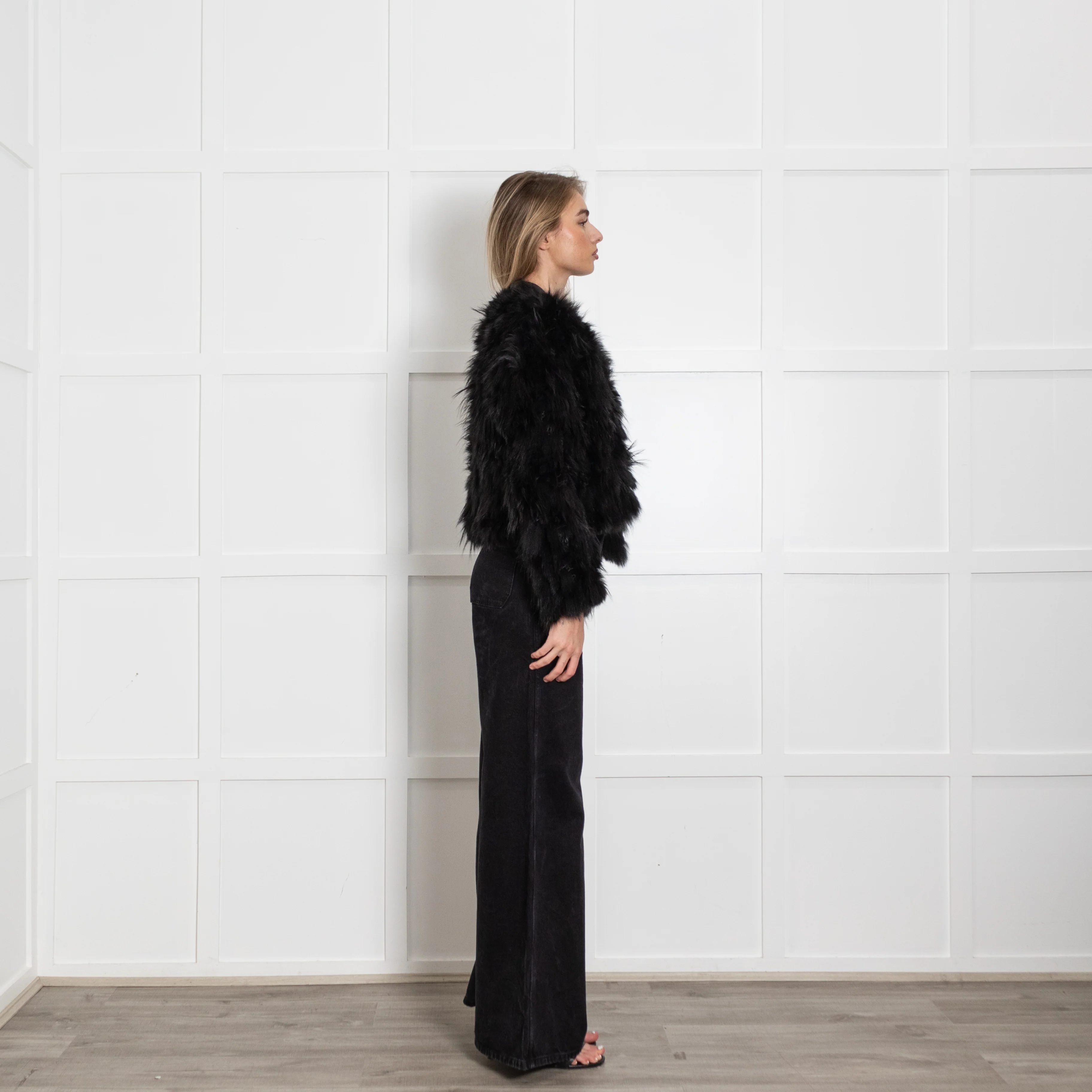 Toga Pulla Black Leather and Fur Biker Jacket - Image 6