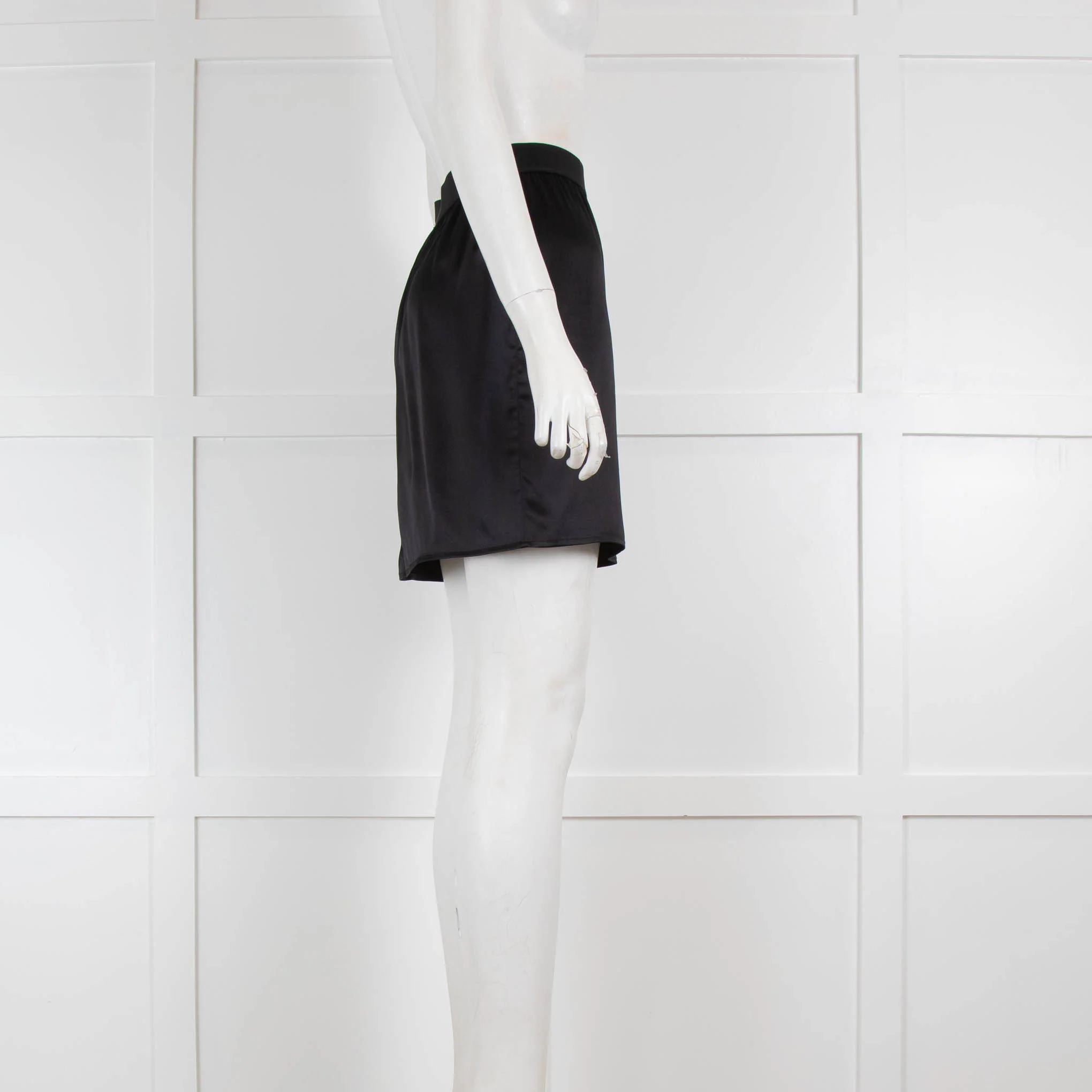 Tom Ford Black Stretch Silk Satin Mini Skirt with Logo Waistband - Image 2