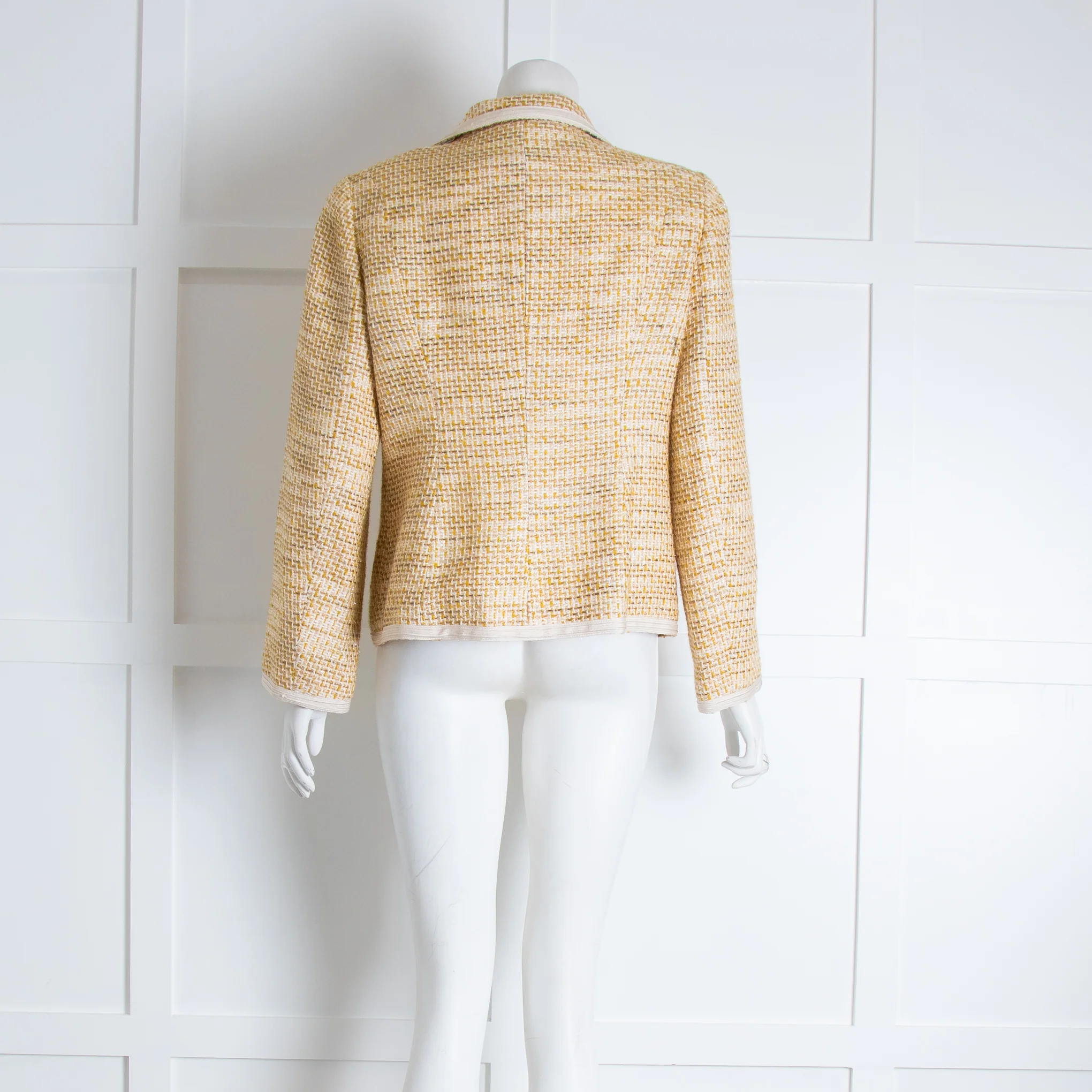 Tory Burch Beige Mustard Tweed Blazer Jacket - Image 3