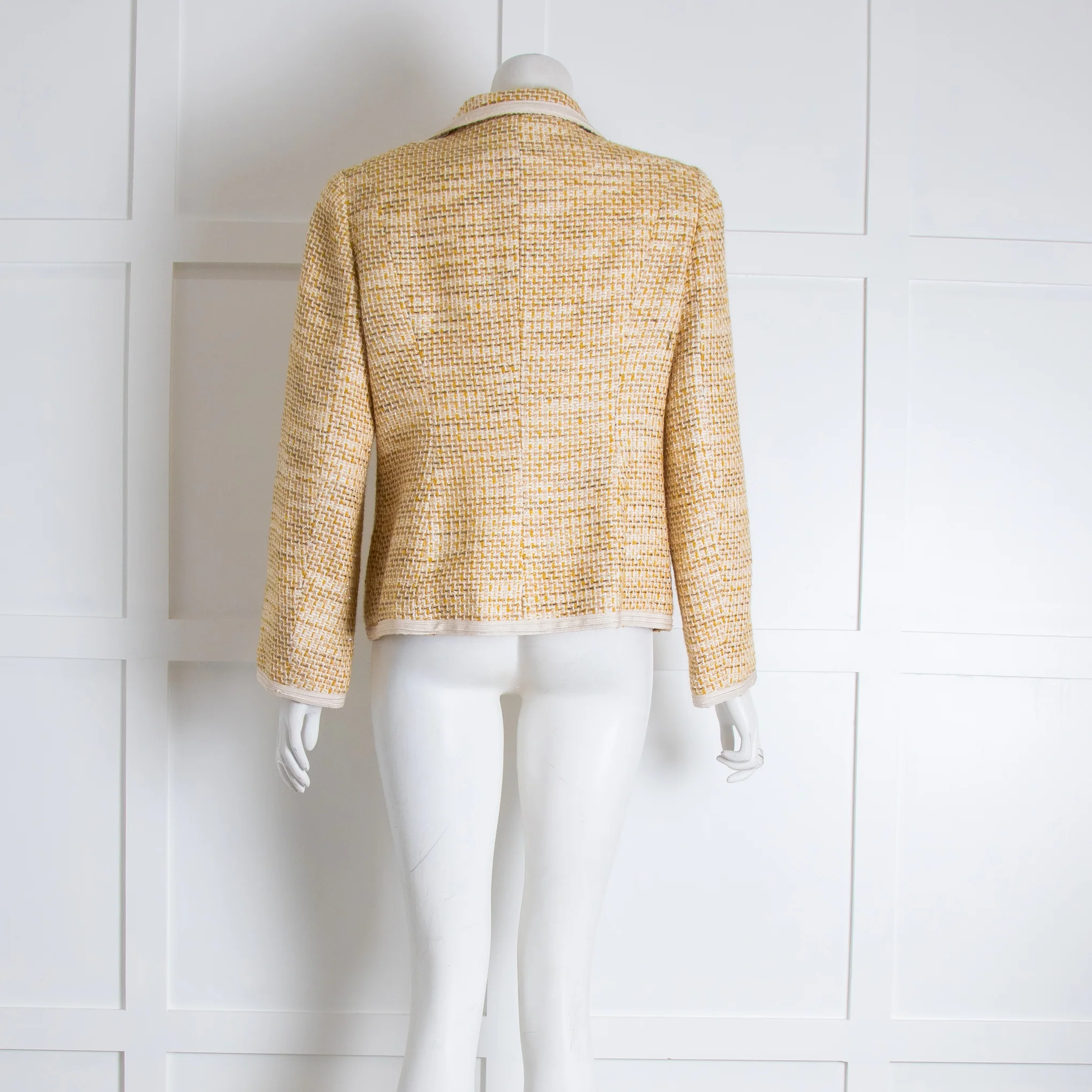 Tory Burch Beige Mustard Tweed Blazer Jacket - Image 4