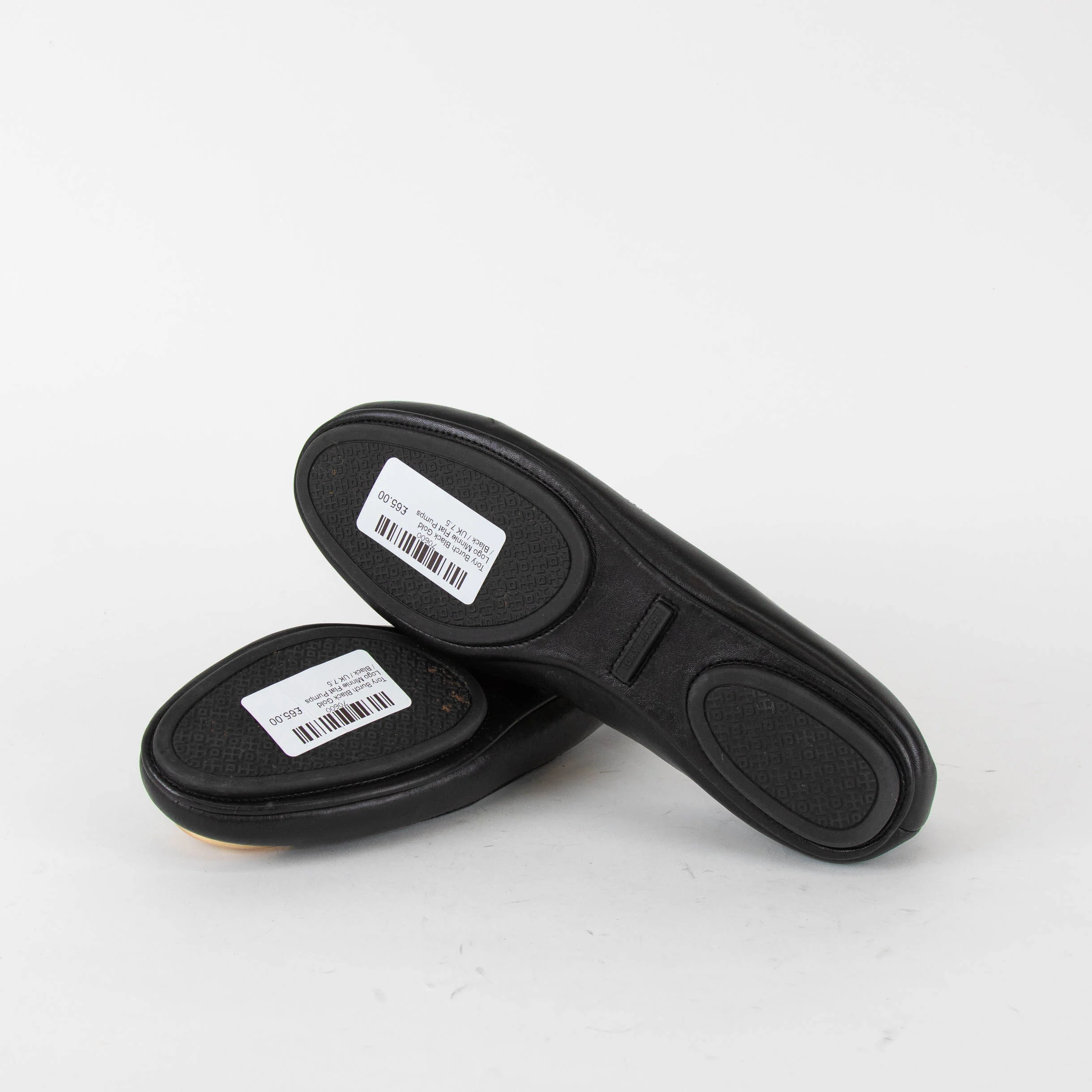 Tory Burch Black Gold Logo Minnie Flat Pumps - Image 6
