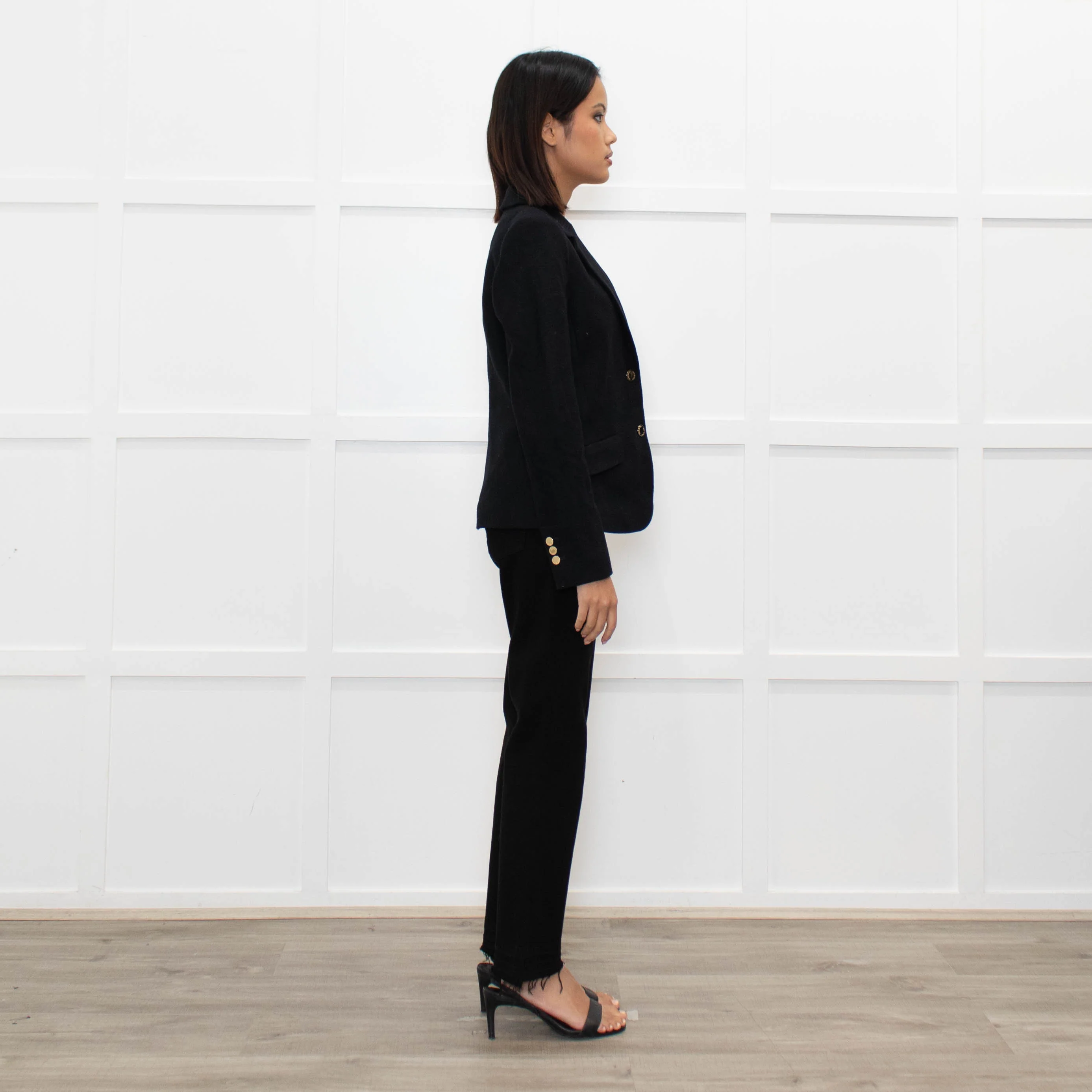 Tory Burch Black Short Wool Blazer With Gold Buttons - Image 4