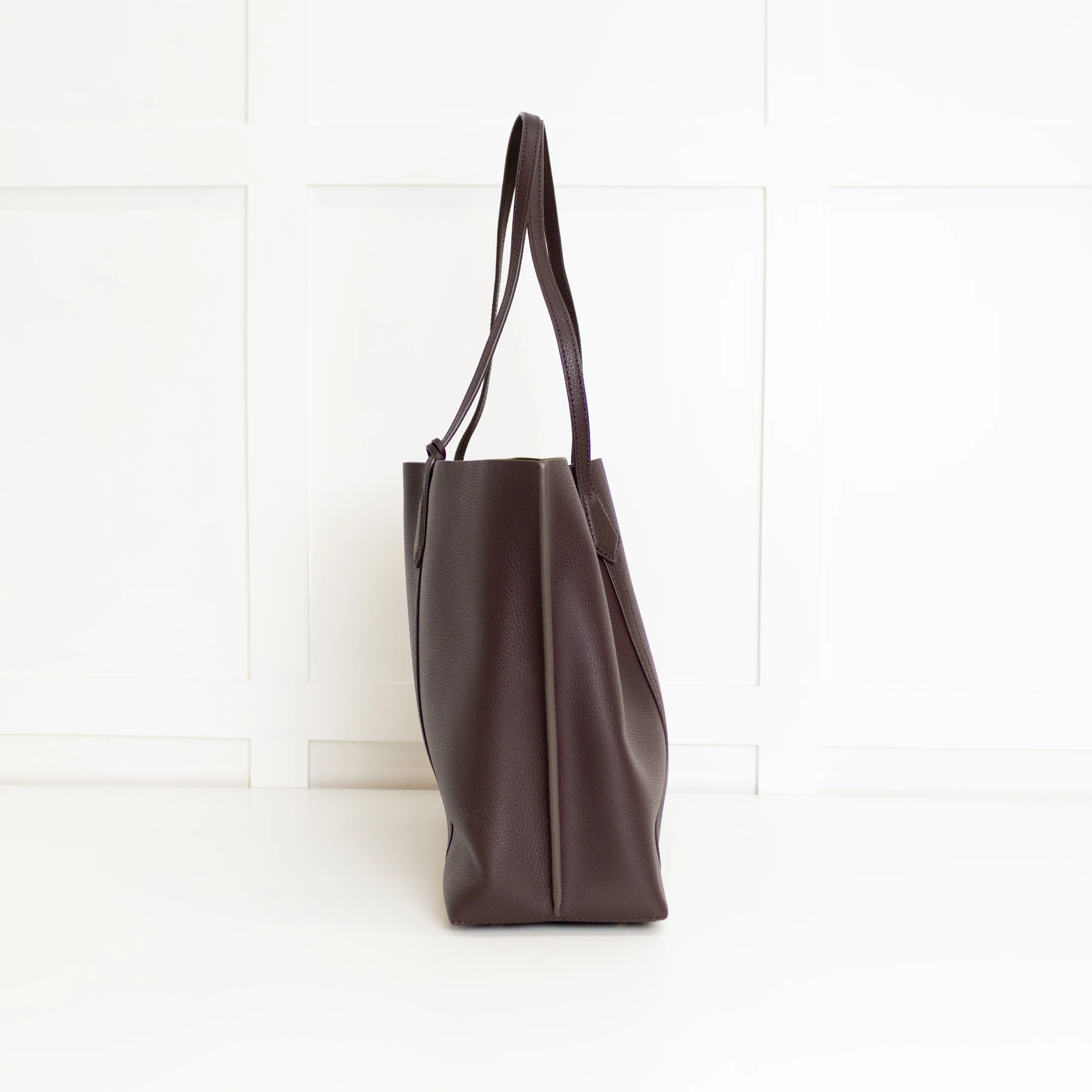 Tory Burch Dark Brown Grainy Leather Tote Bag - Image 4