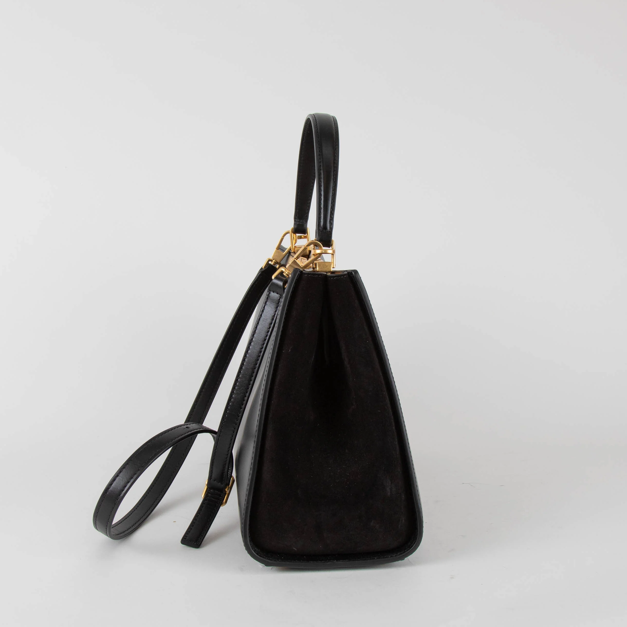 Tory Burch Eleanor Satchel in Black Leather & Suede - Image 6