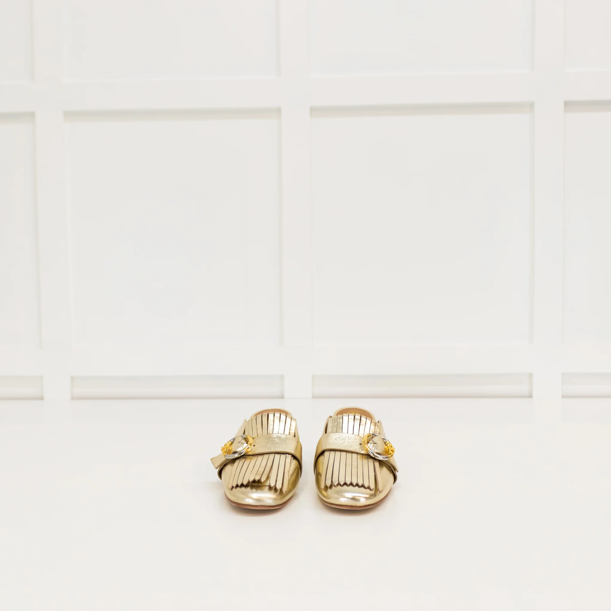 Tory Burch Gold Kiltie Mule - Image 2