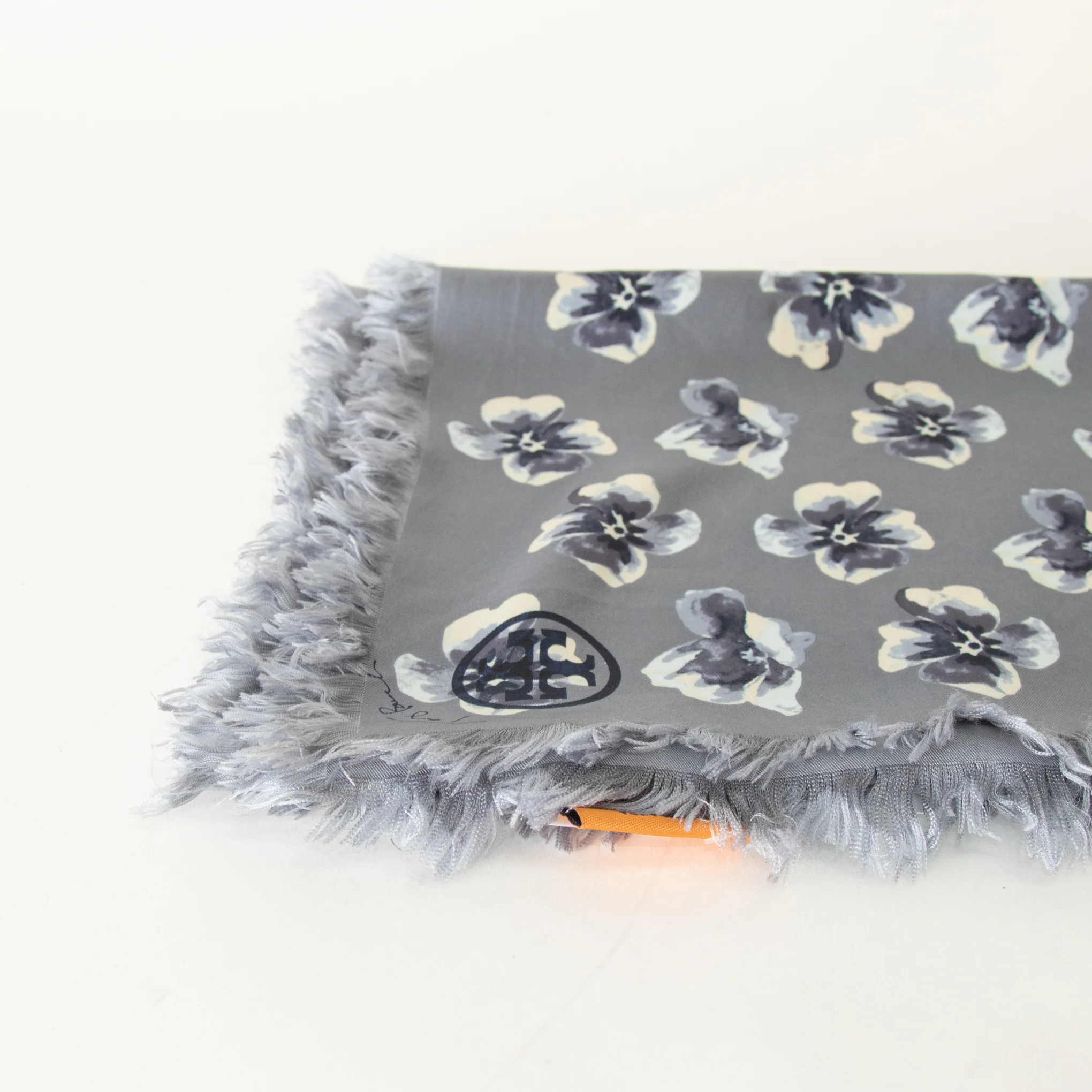 Tory Burch Grey Floral Silk Scarf - Image 5