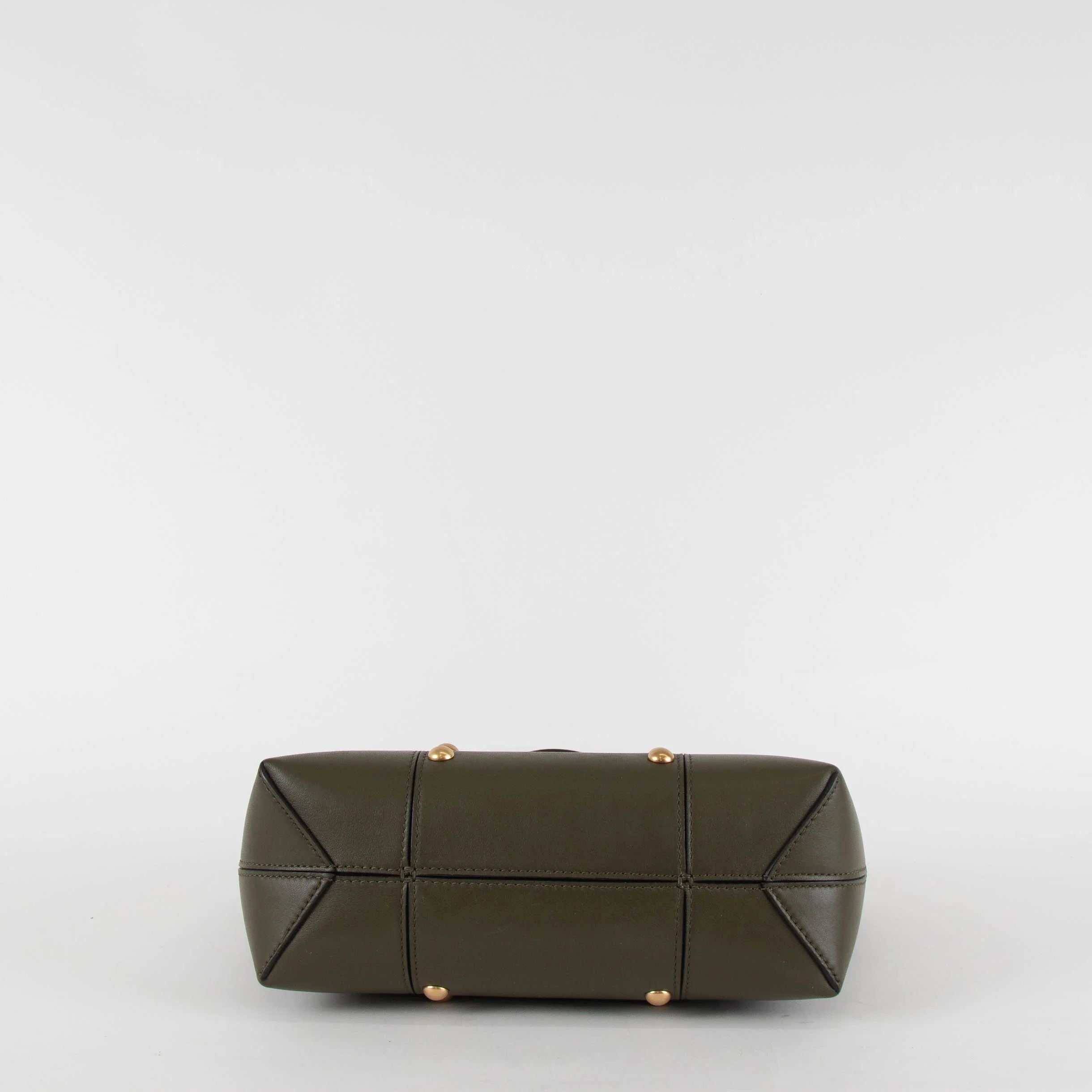 Tory Burch Khaki T Studded Leather Tote Bag - Image 6