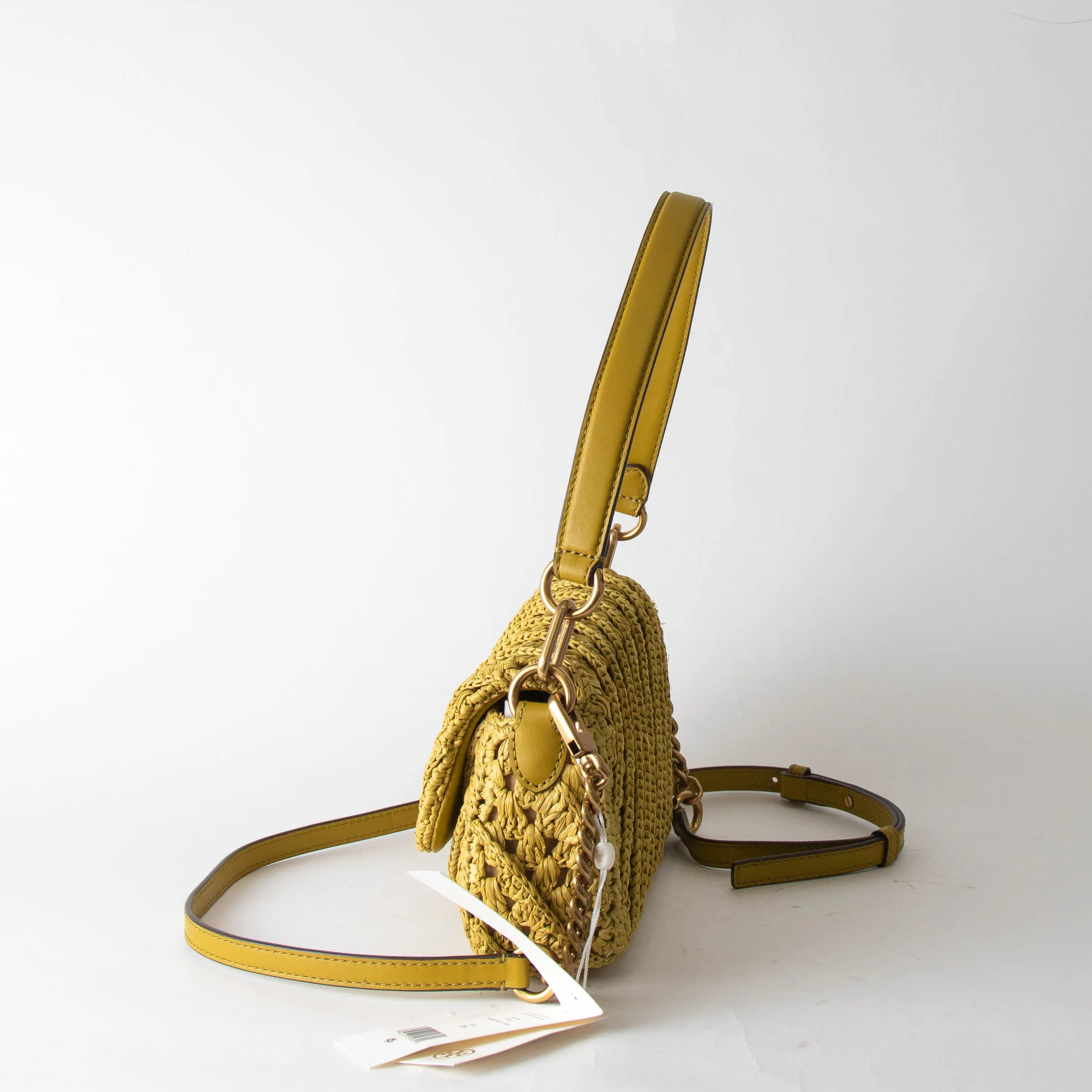 Tory Burch Lemon Kira Crocheted Straw Shoulder Bag - Image 6