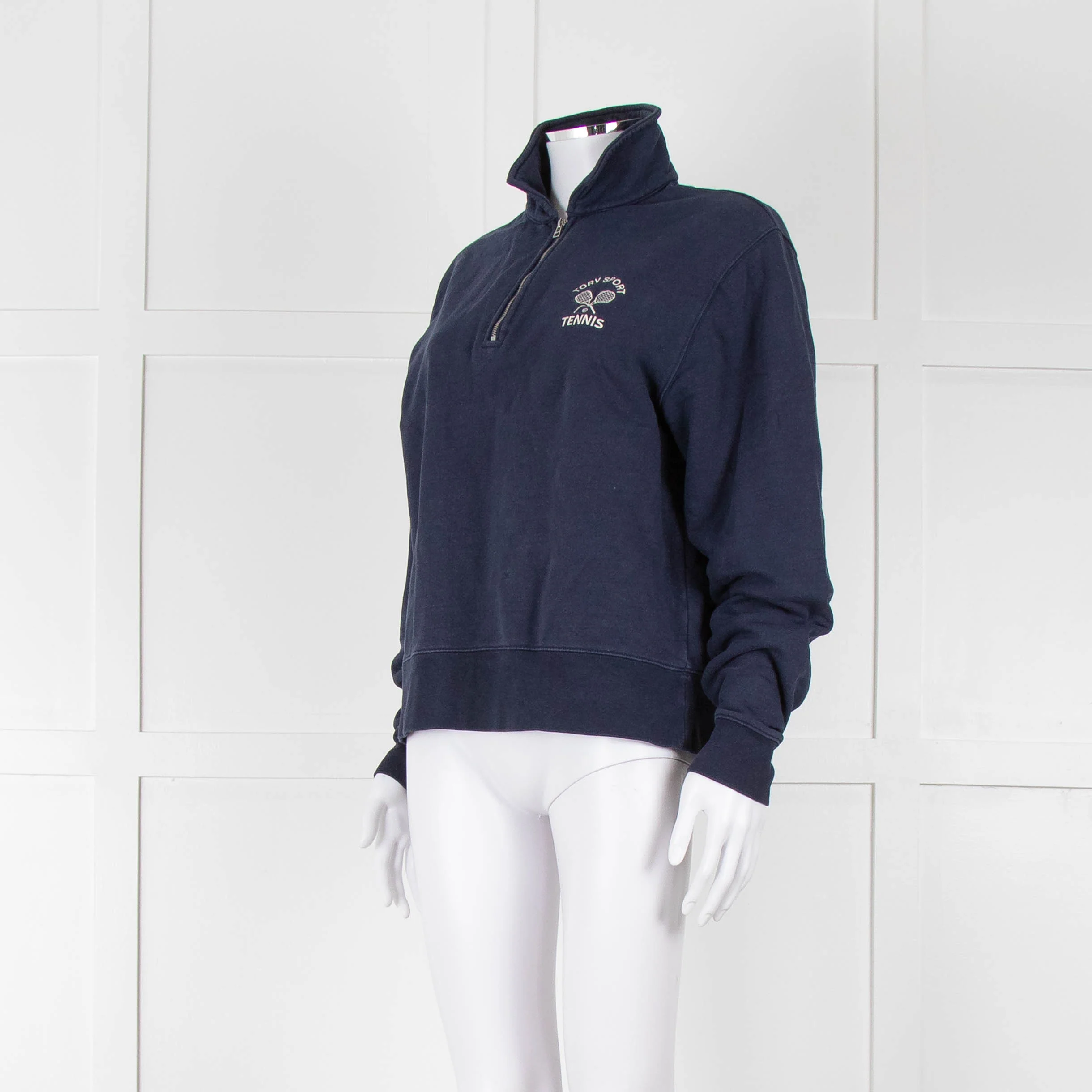 Tory Burch Navy Blue Tennis Logo Sweatshirt - Image 8