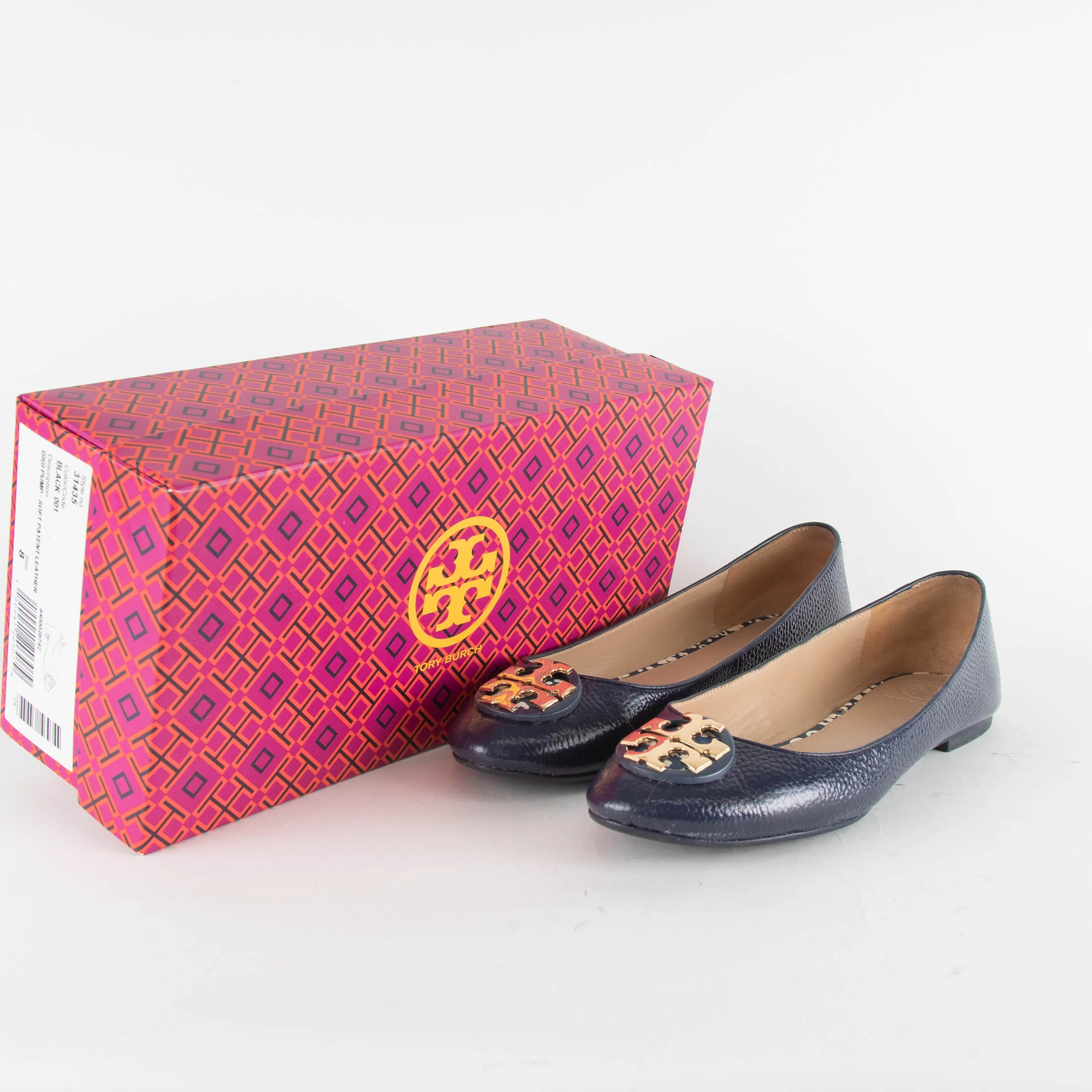 Tory Burch Navy Flat Ballet Pumps - Image 2