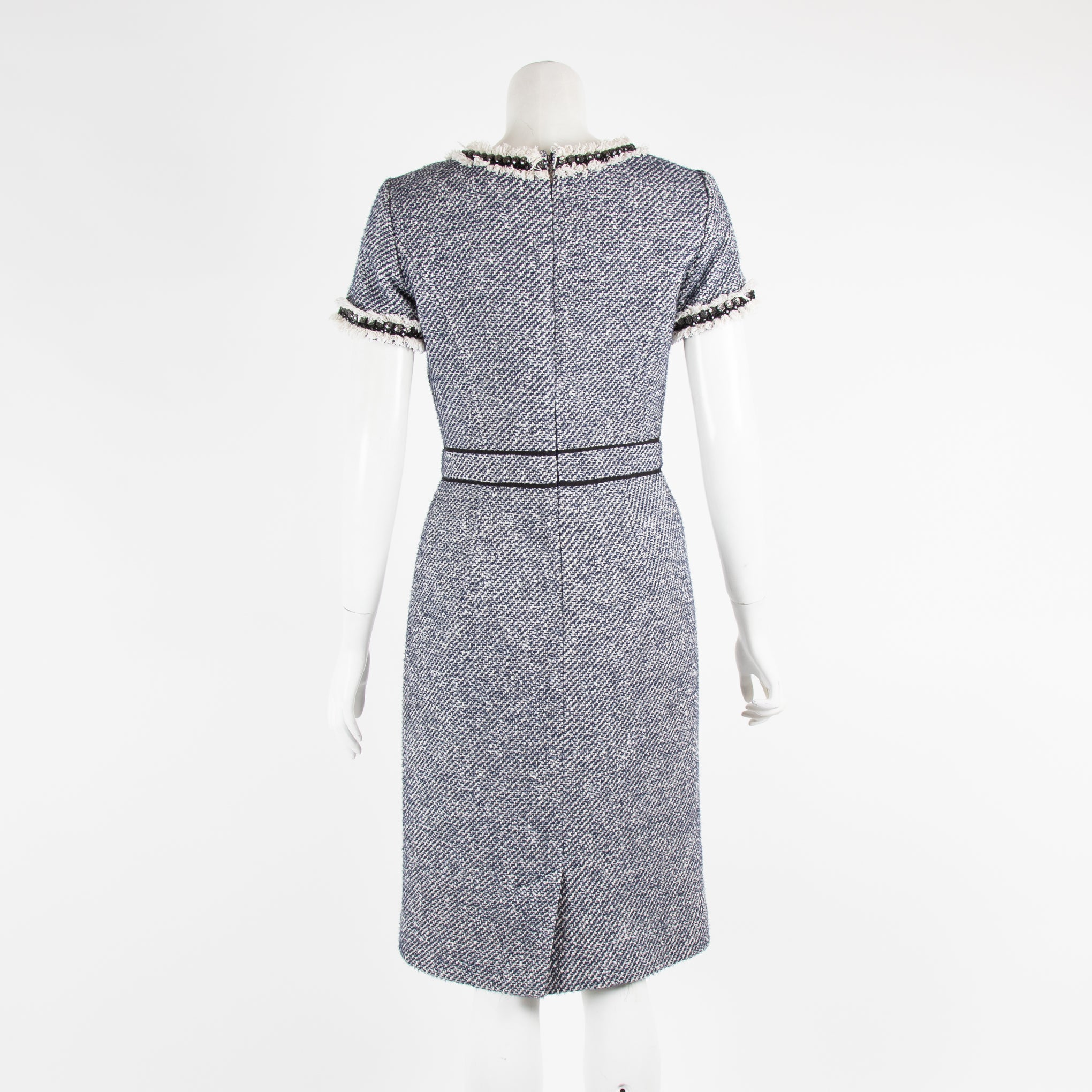 Tory Burch Navy Tweed Shift Dress with Crystal Detail - Image 3