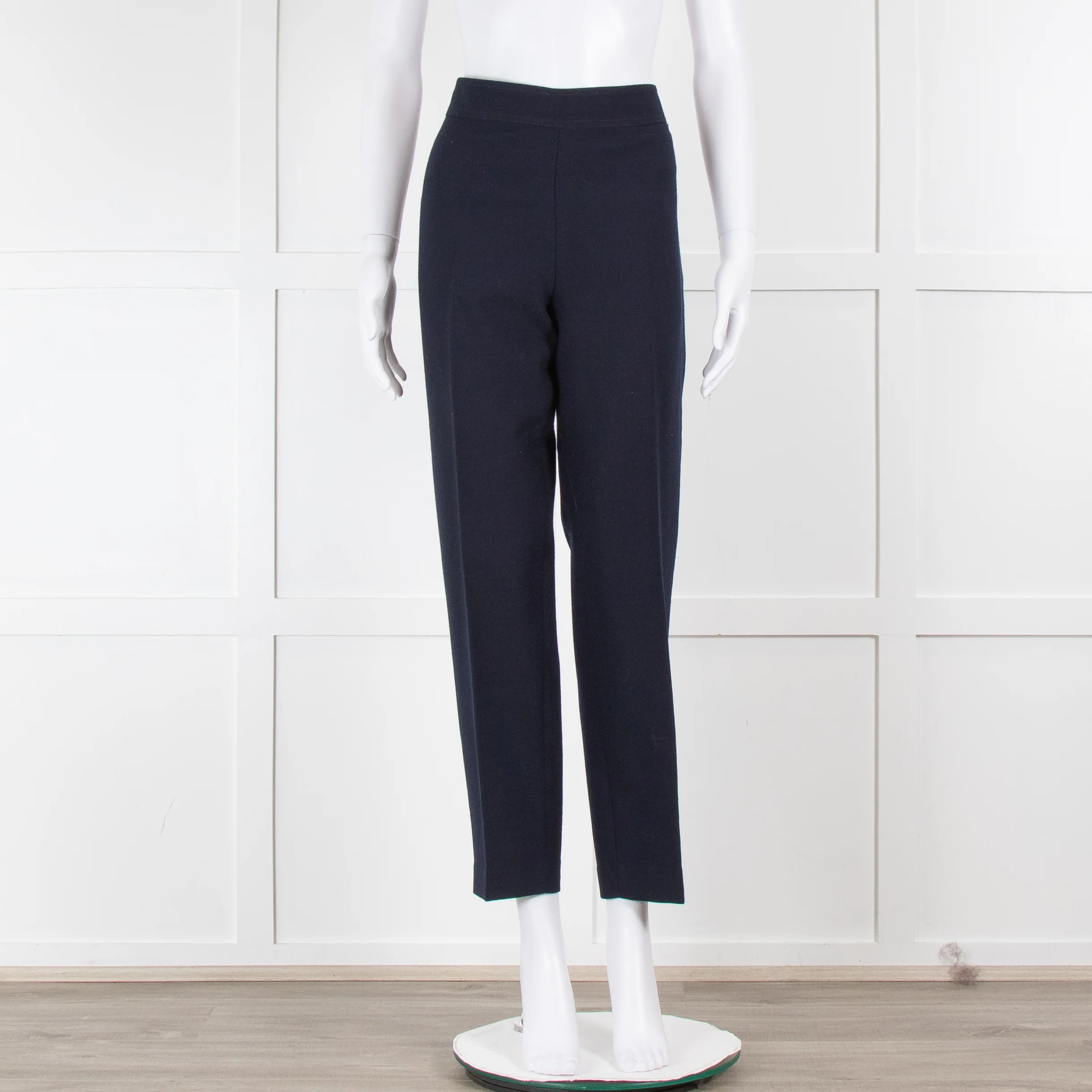 Tory Burch Navy Wool Trousers with Side Zip