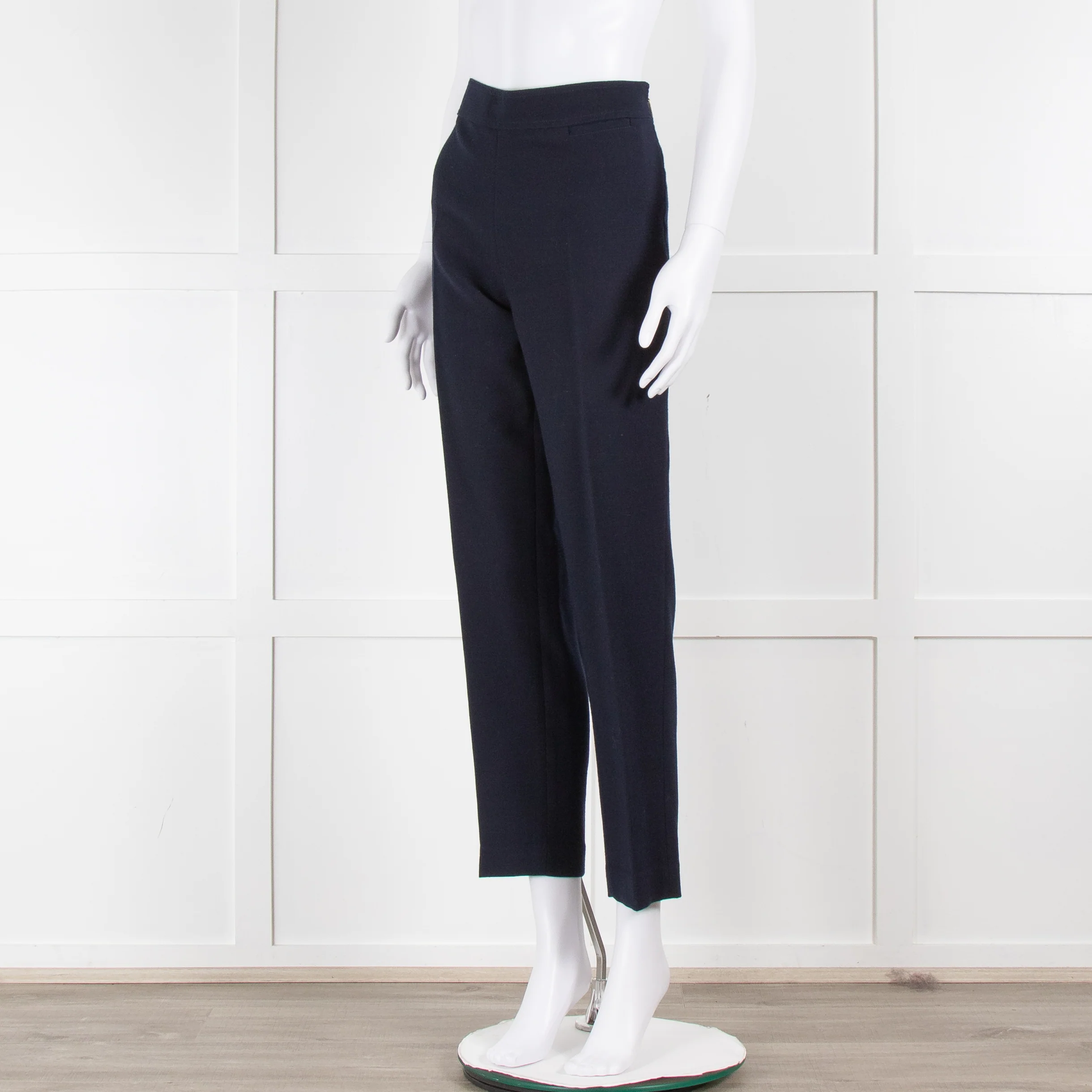 Tory Burch Navy Wool Trousers with Side Zip - Image 8