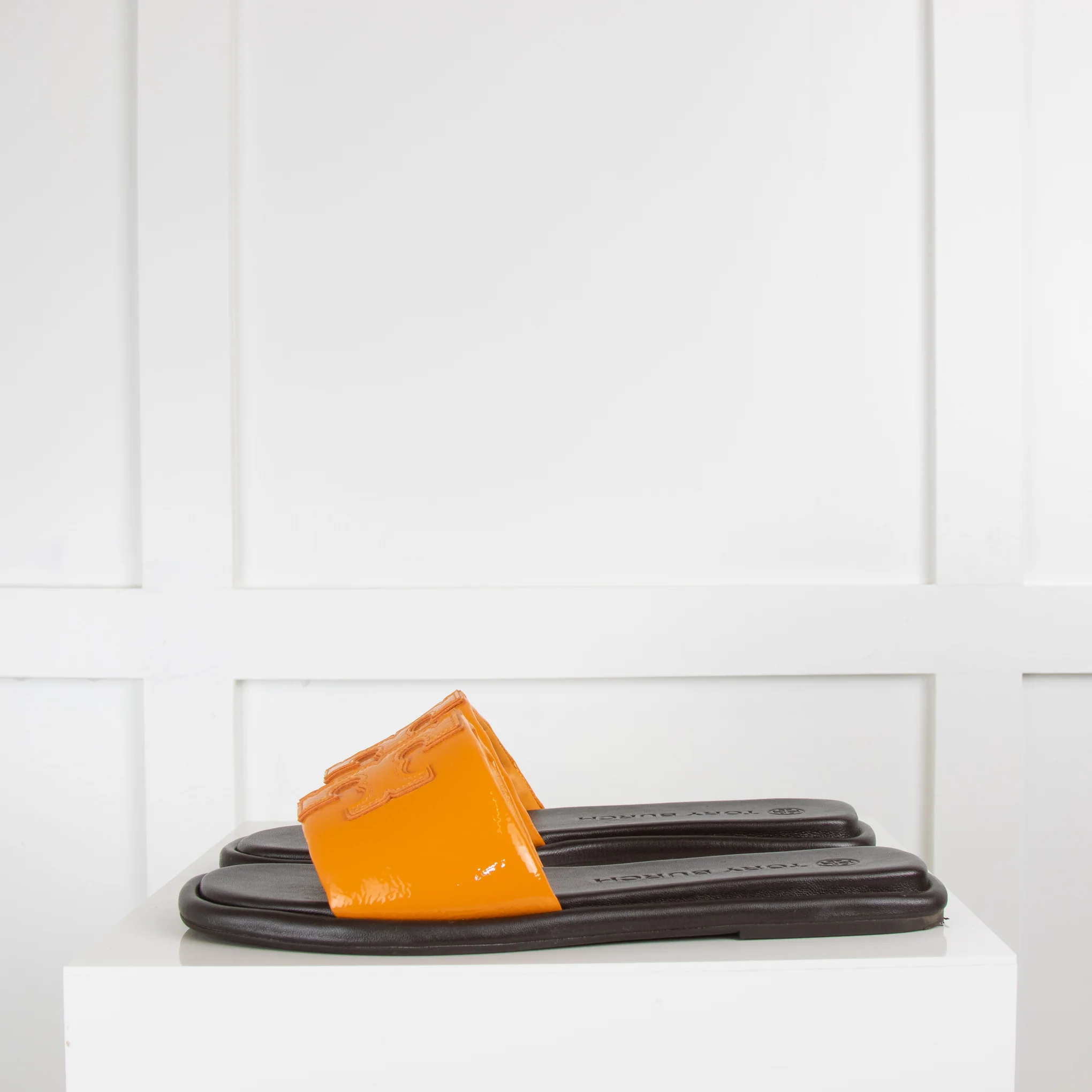 Tory Burch Orange Double T Sport Slides - Image 3