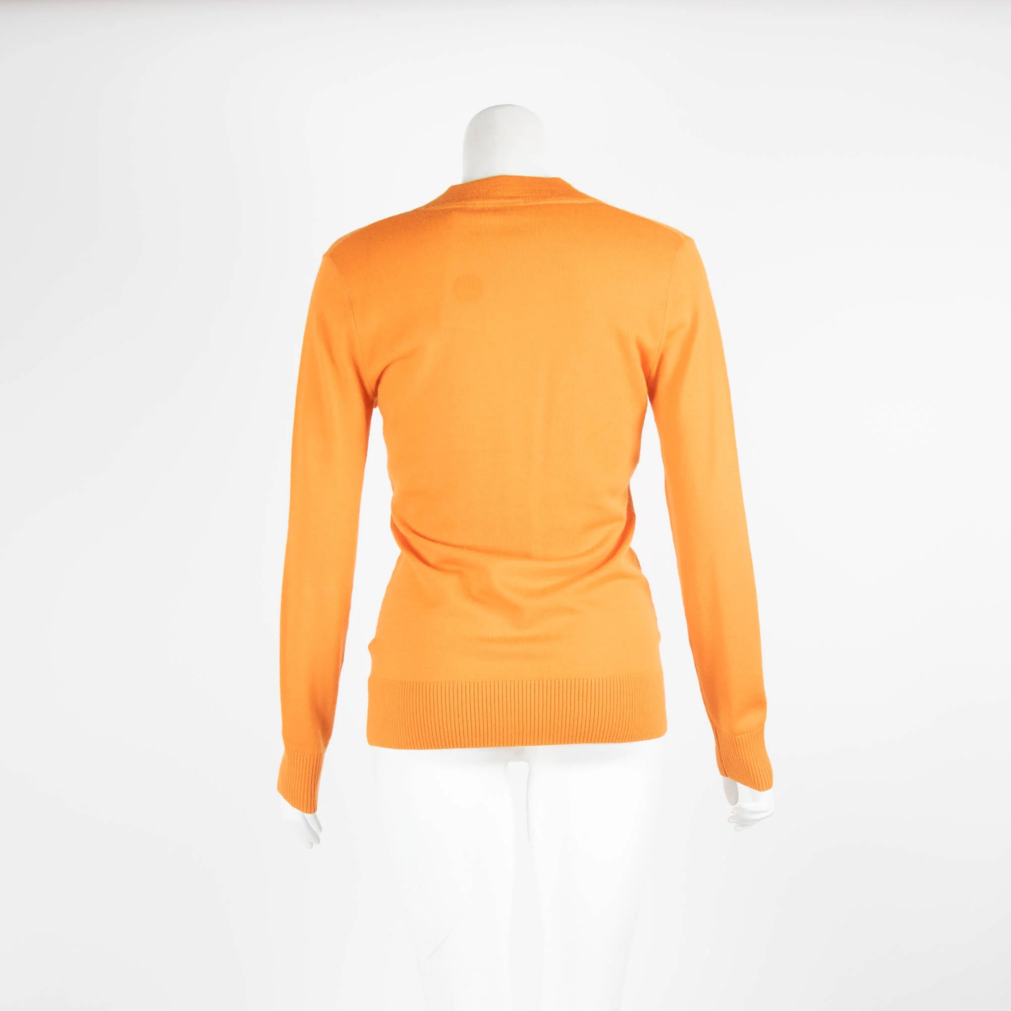 Tory Burch Orange Merino Wool Cardigan - Image 3