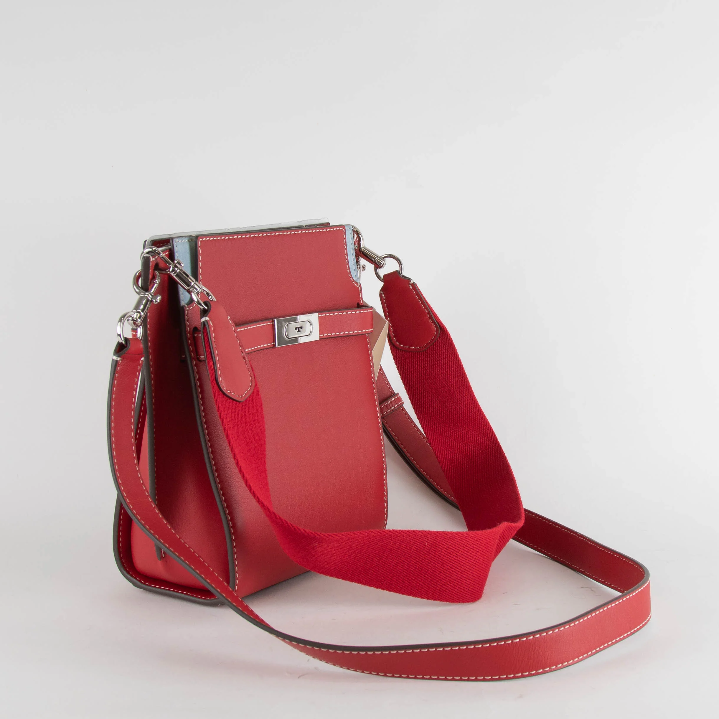 Tory Burch Red Leather Lee Radziwill Bucket Bag - Image 2