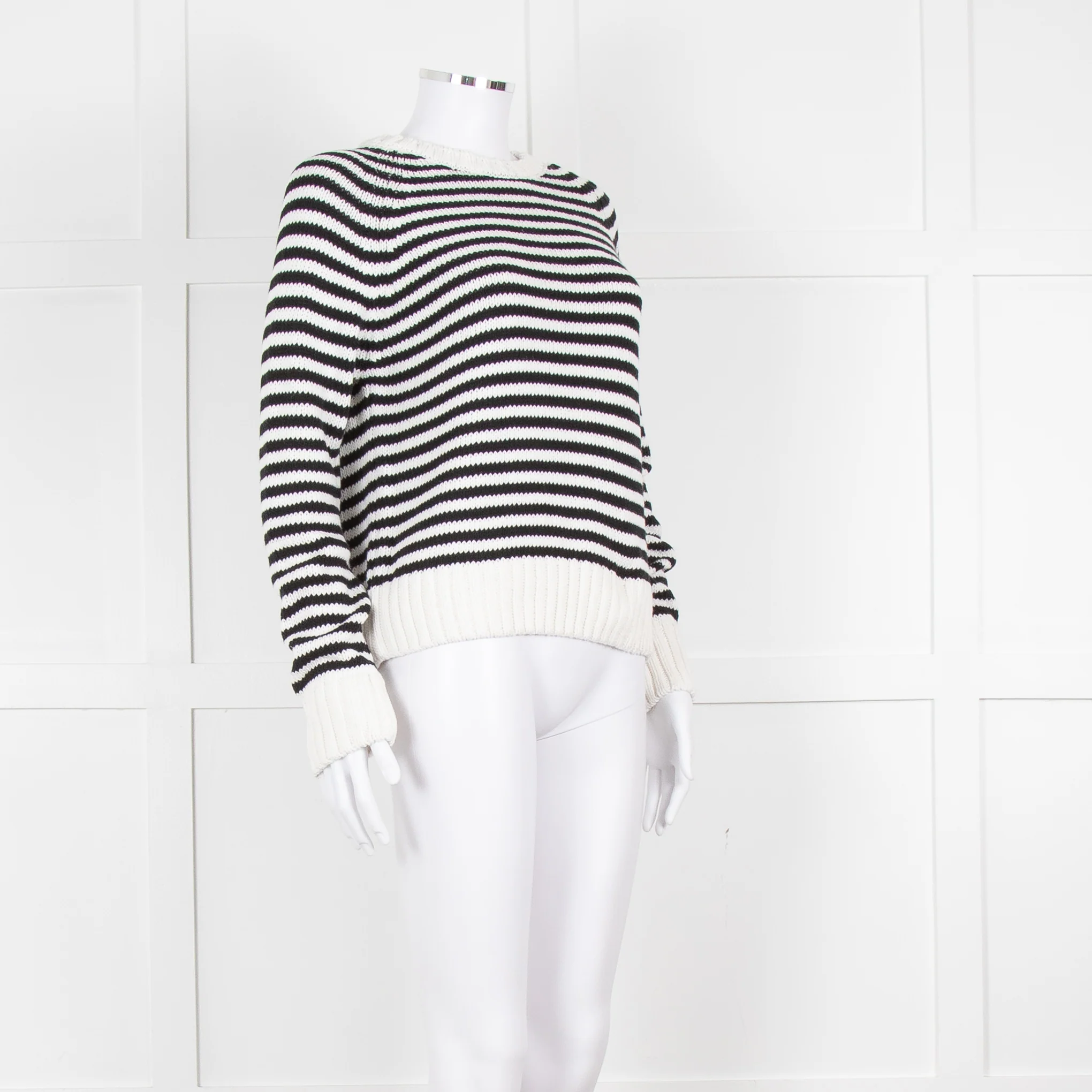 Tory Burch White Black Striped Cotton Sweater - Image 2