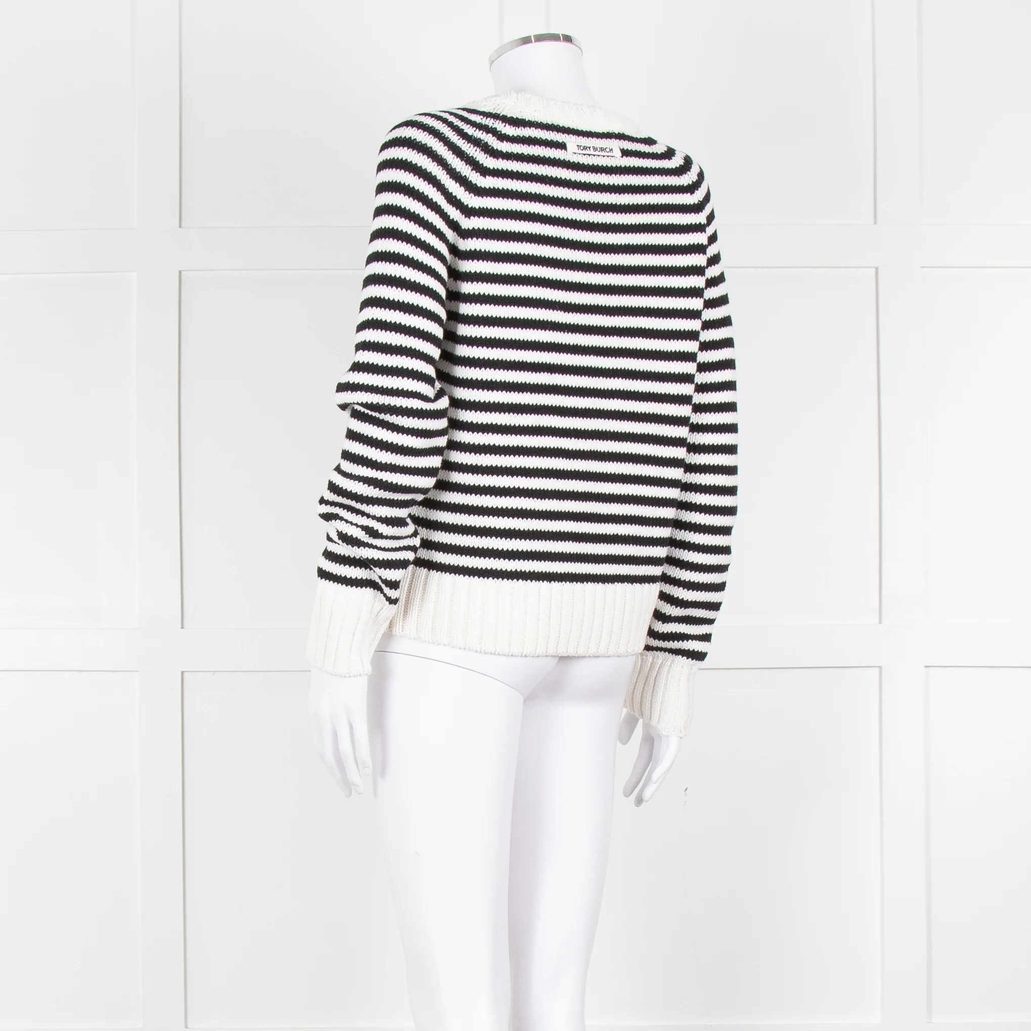 Tory Burch White Black Striped Cotton Sweater - Image 6