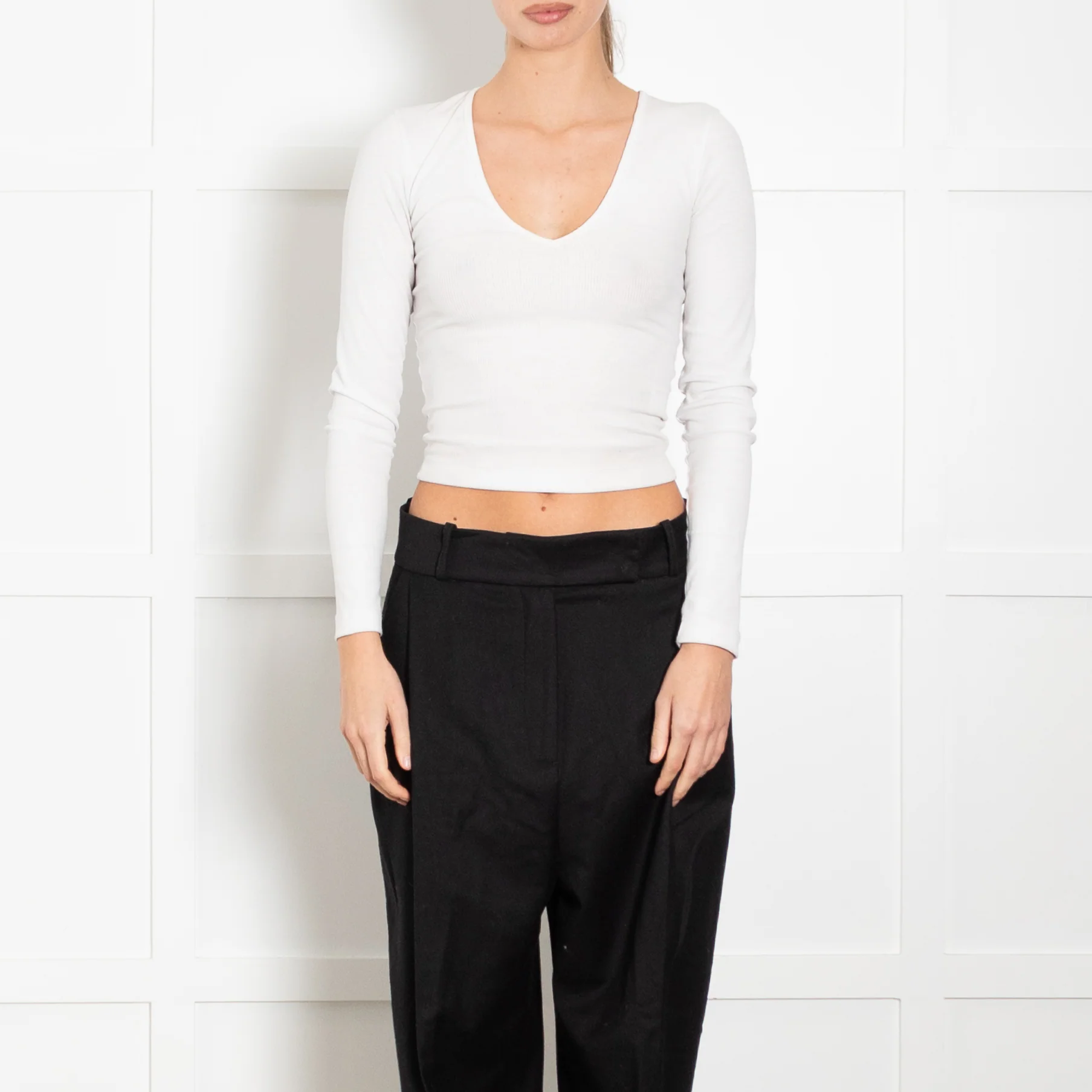 Toteme Black Fine Wool Wide Leg Trousers - Image 2