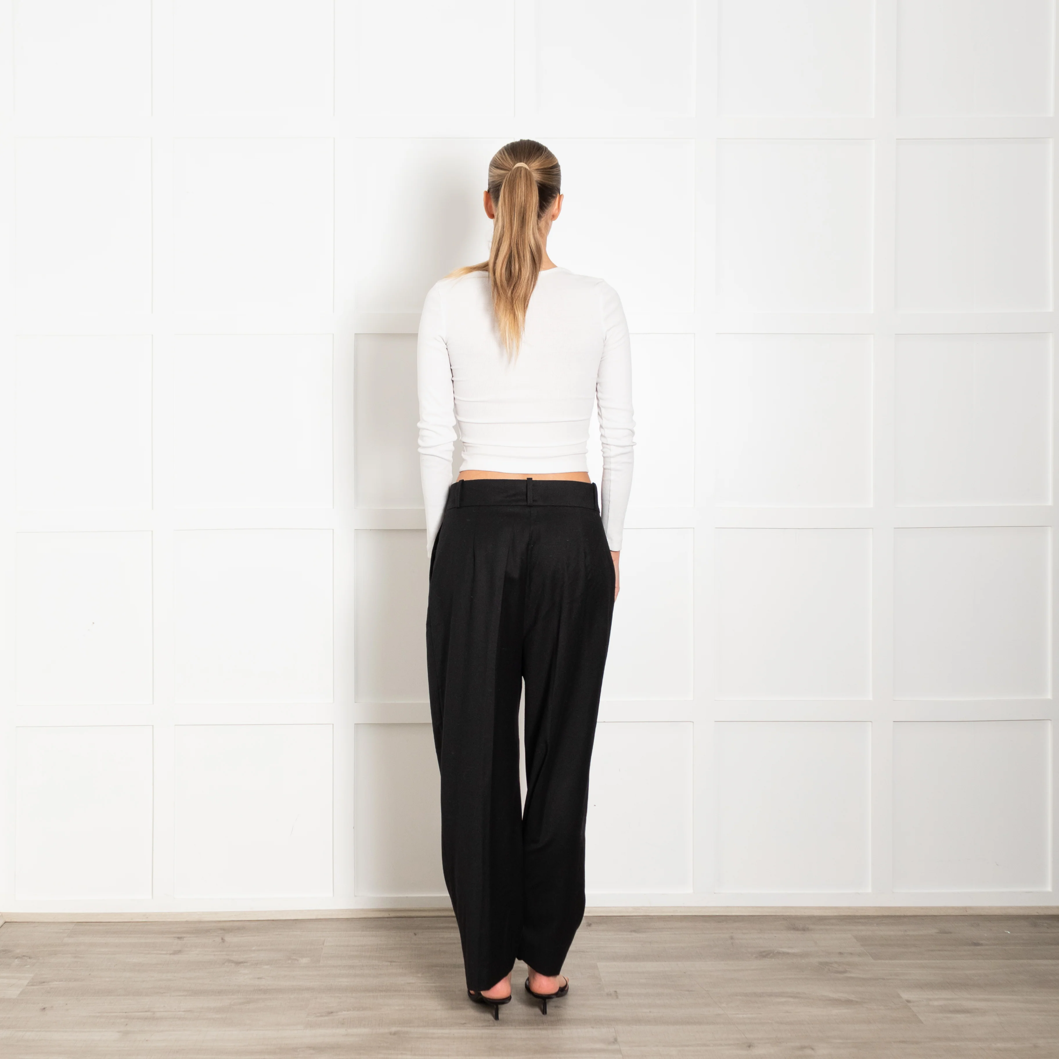 Toteme Black Fine Wool Wide Leg Trousers - Image 5