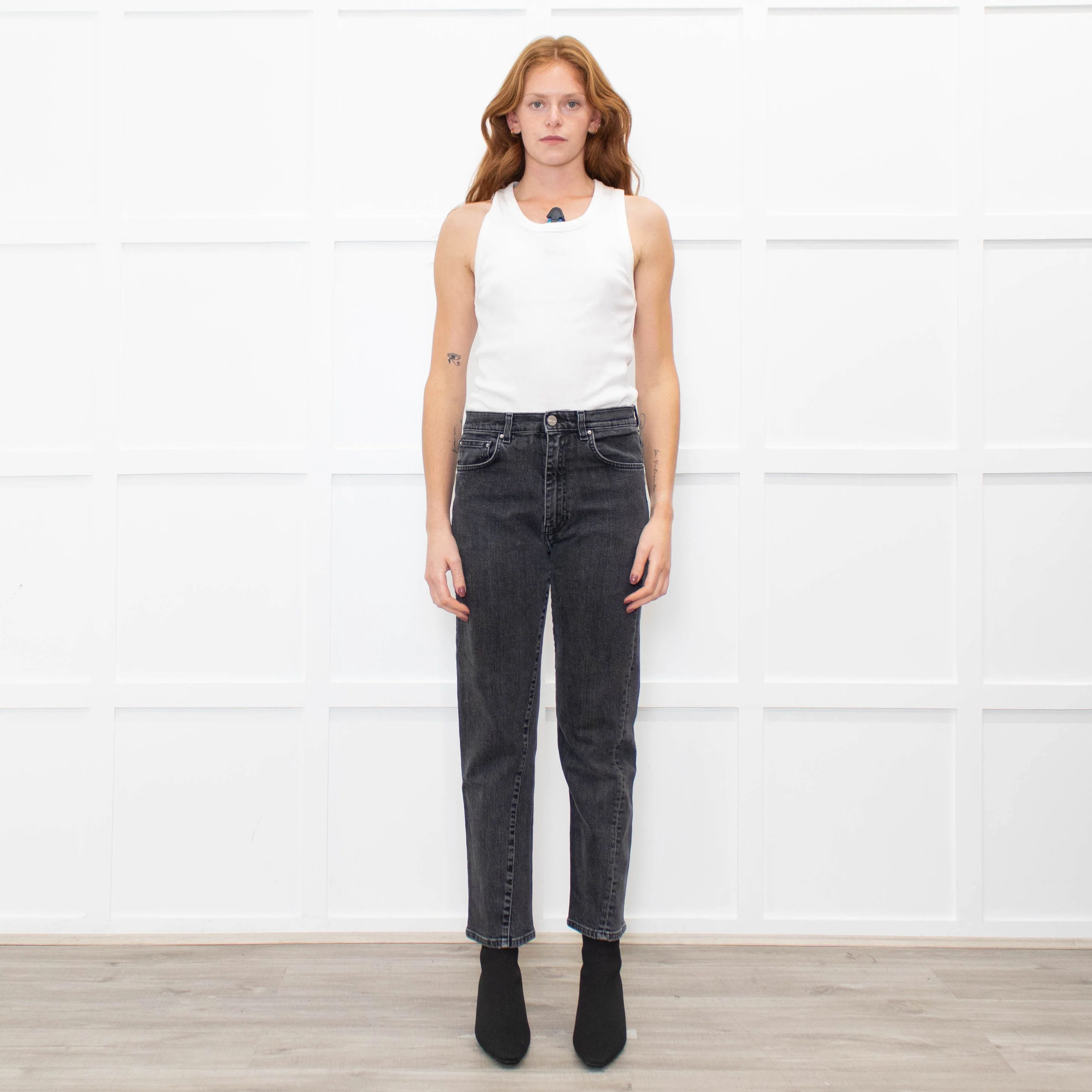 Toteme Black Washed Twisted Seam Jeans