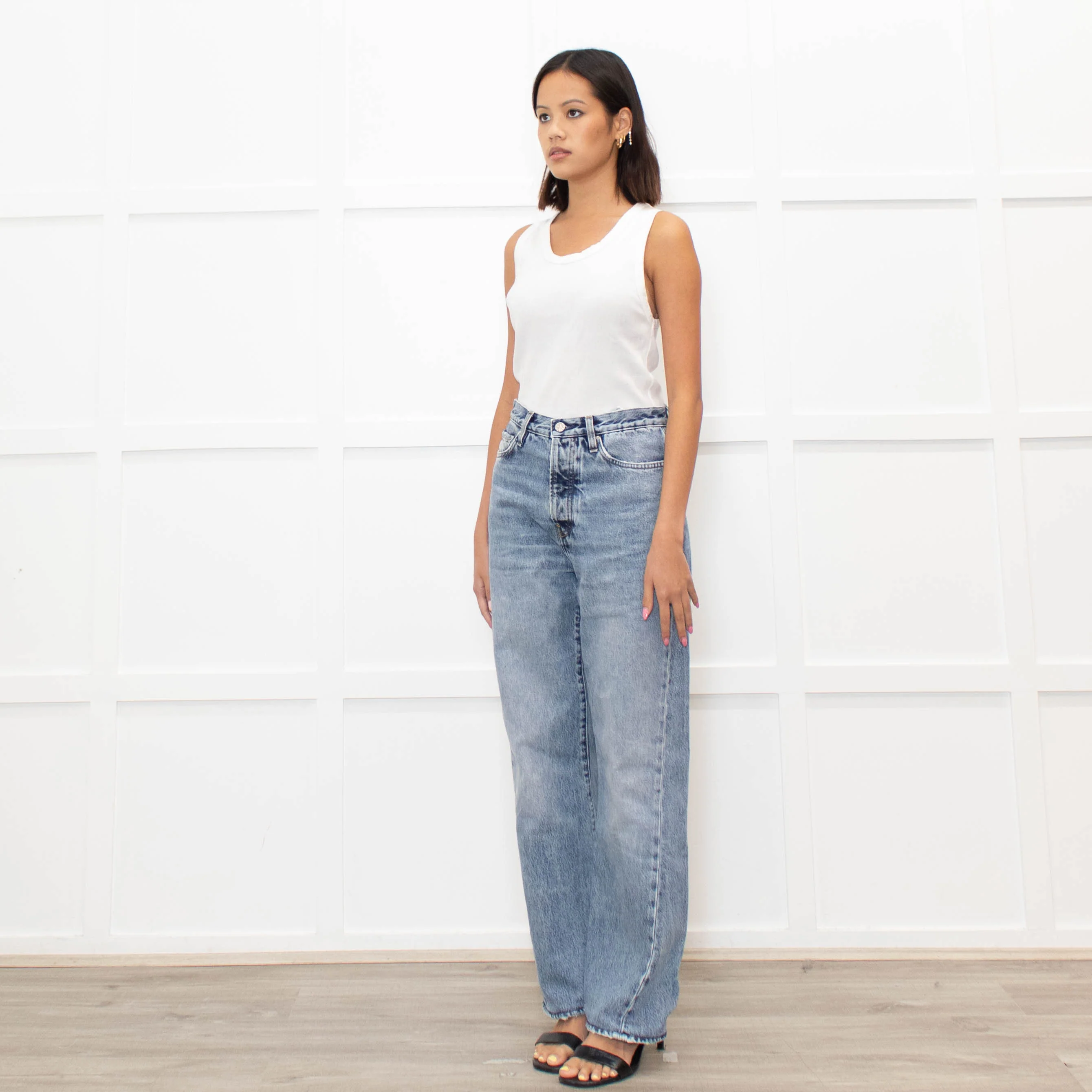Toteme Blue Denim Button Fly Twisted Seam Jeans - Image 7