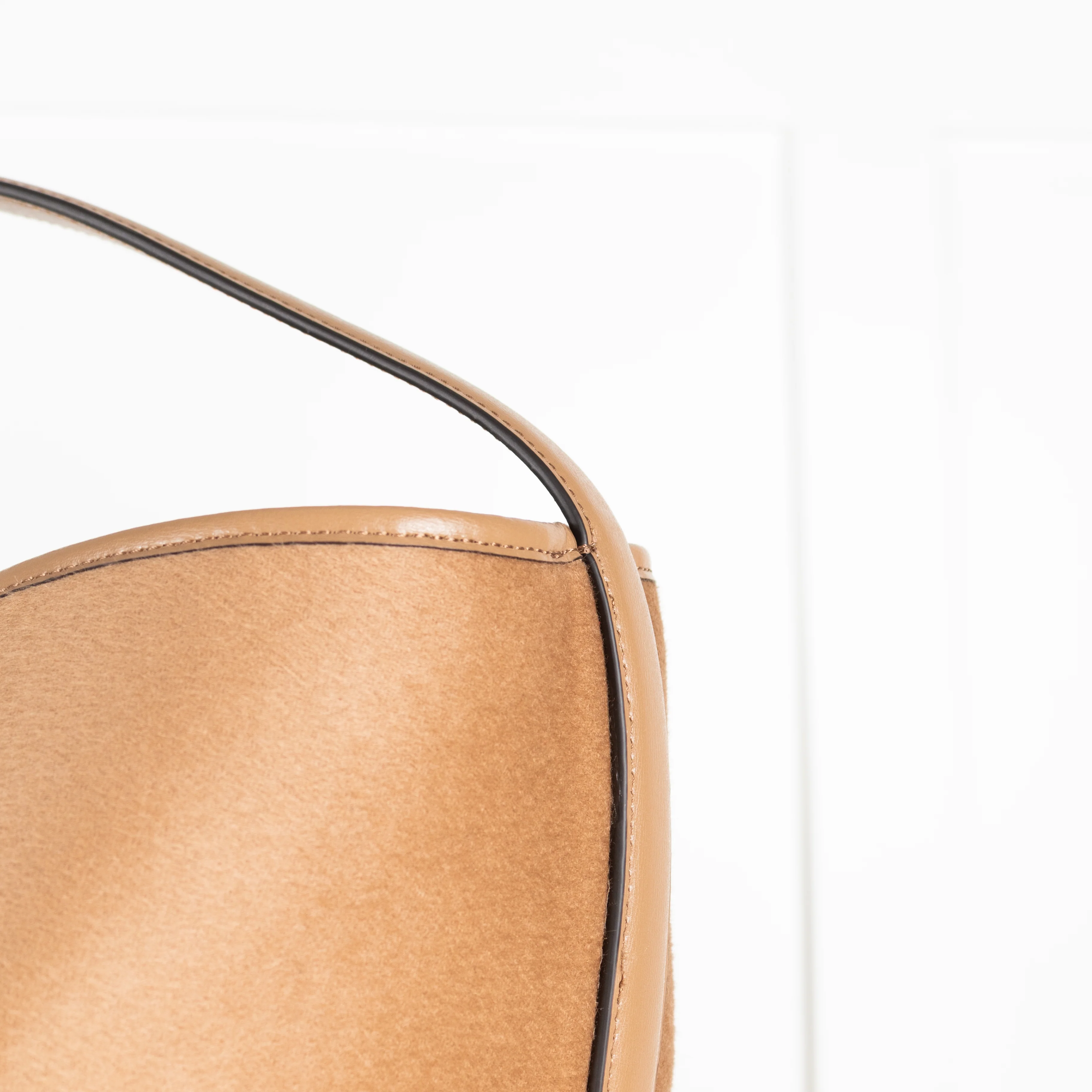 Toteme Camel Wool Felted Leather Trim Belted Tote Bag - Image 12
