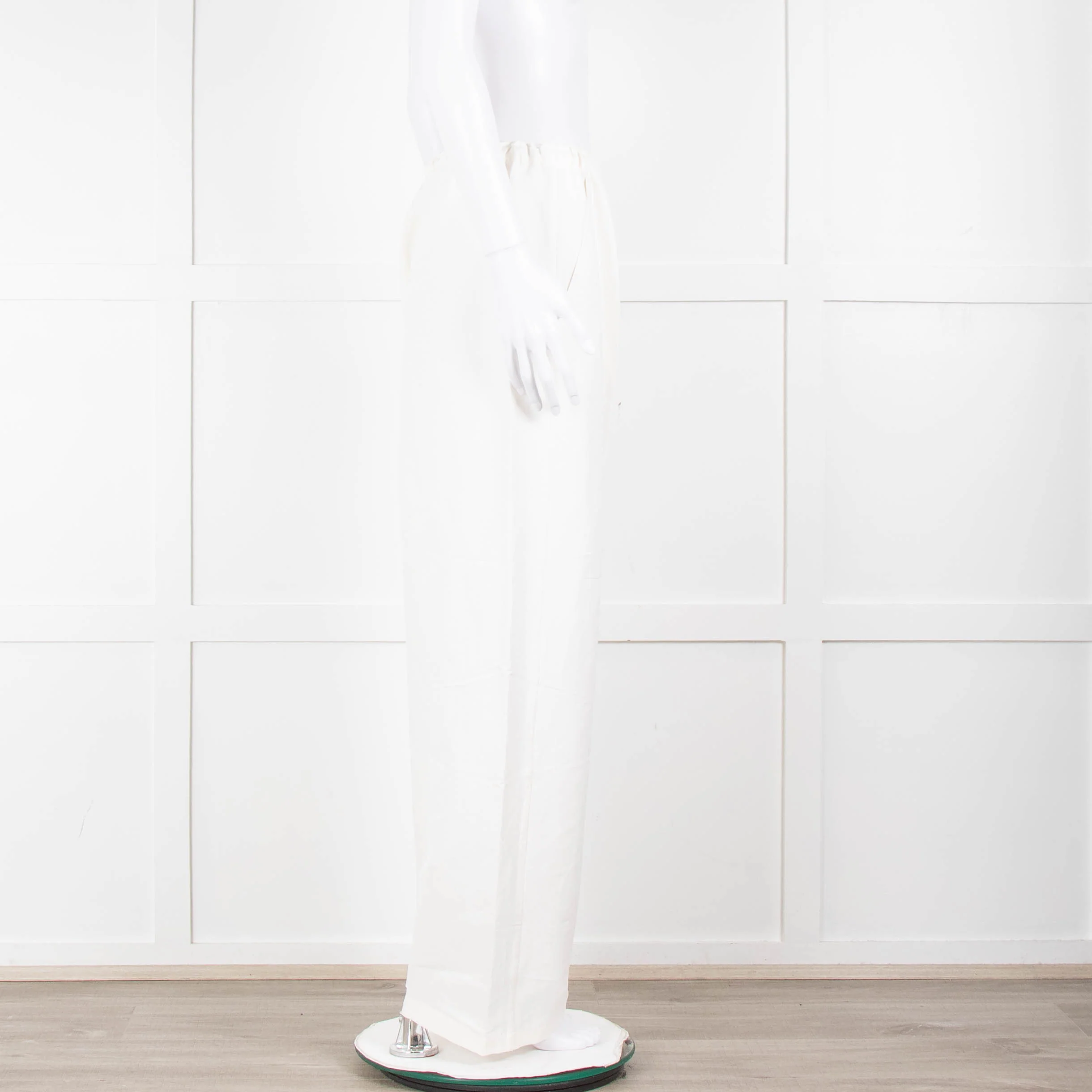 Toteme Cream Linen Elasticated Waist Wide Leg Trousers - Image 3