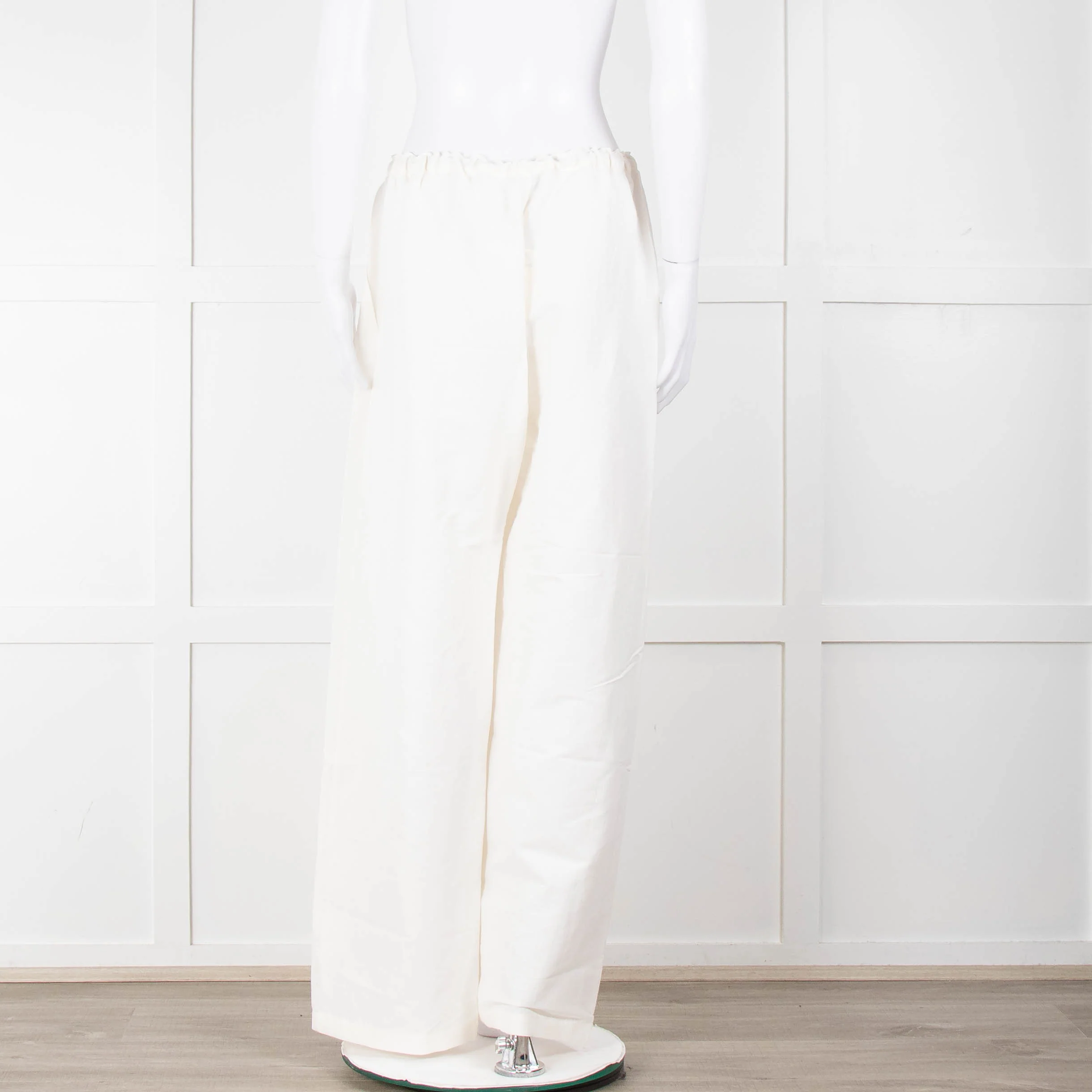 Toteme Cream Linen Elasticated Waist Wide Leg Trousers - Image 5