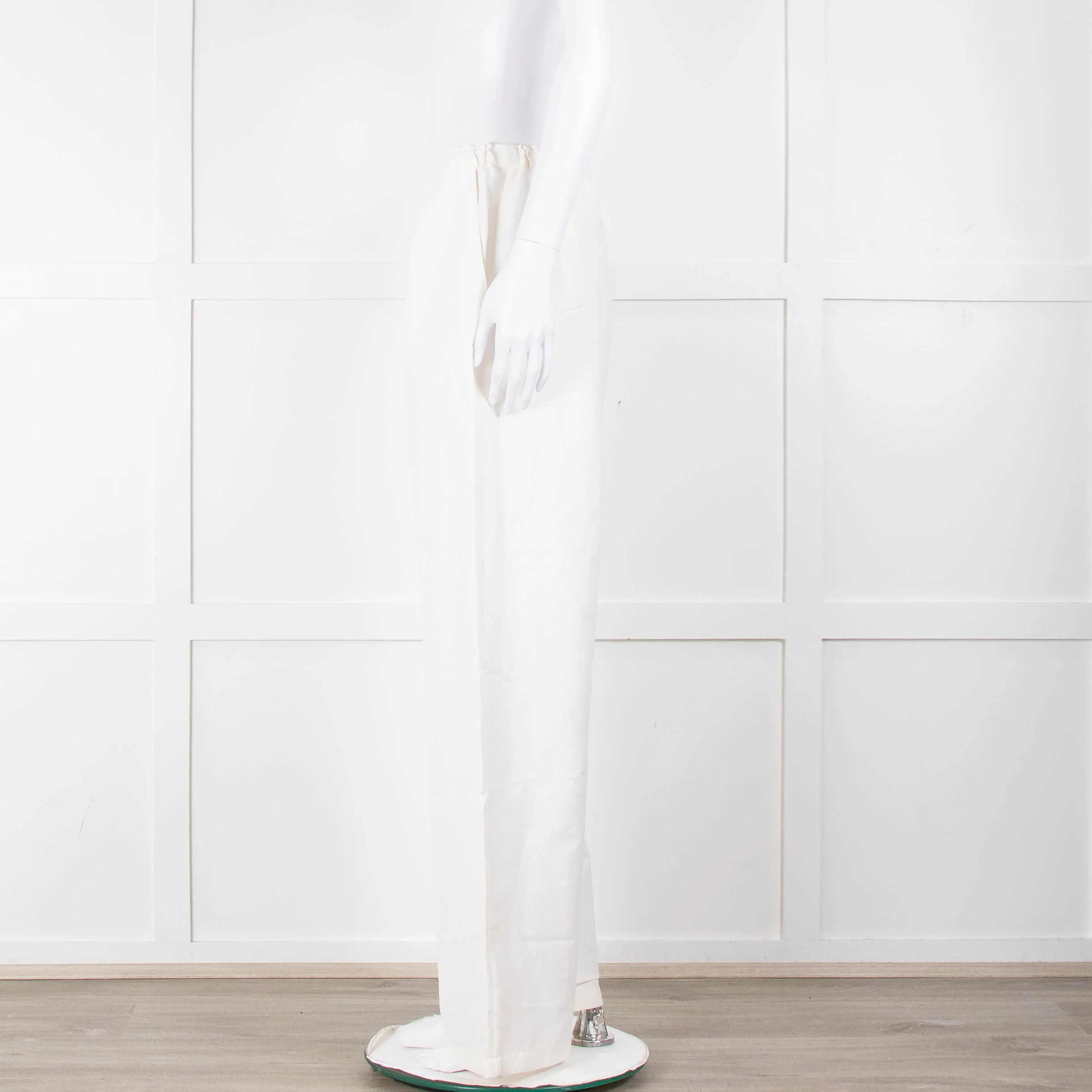 Toteme Cream Linen Elasticated Waist Wide Leg Trousers - Image 7