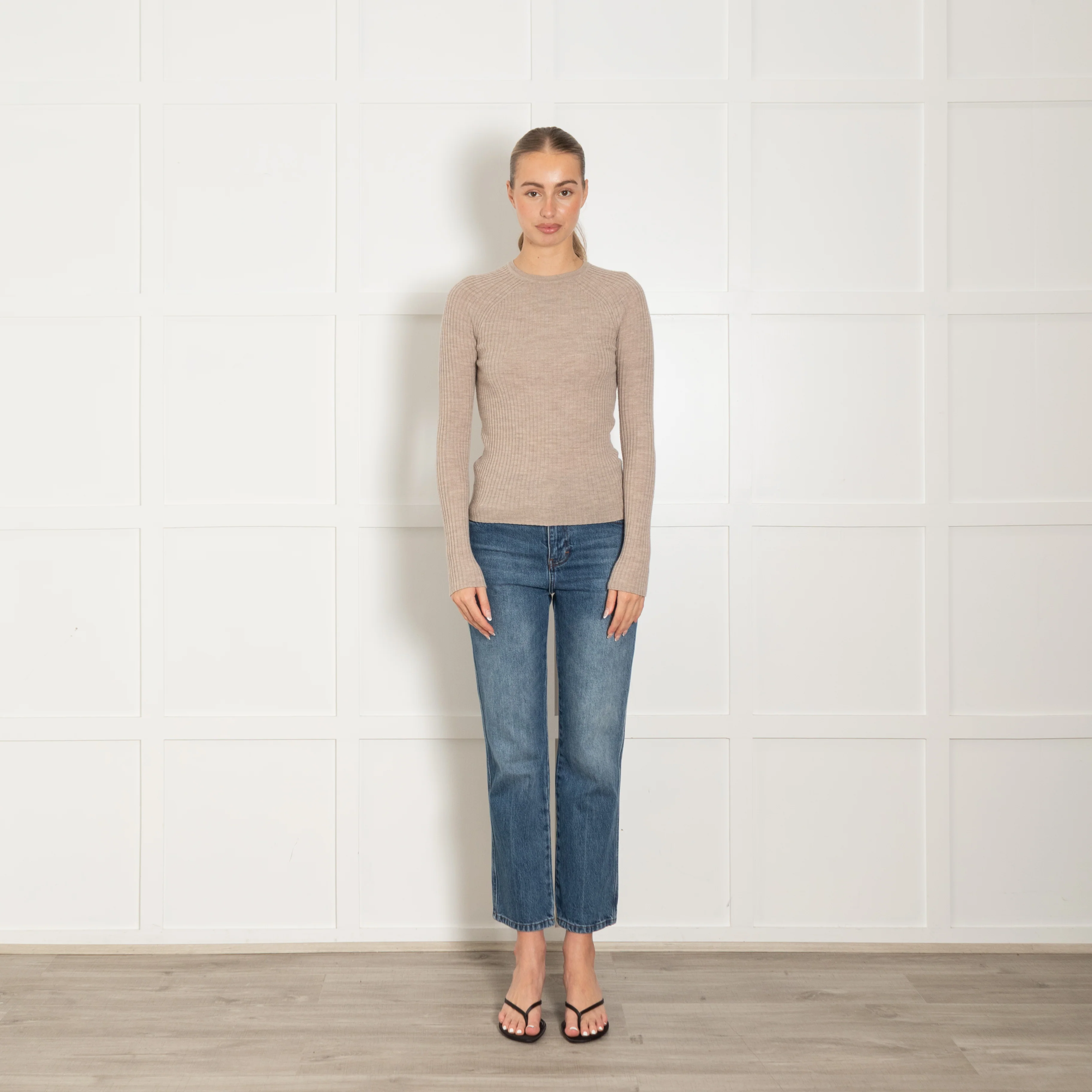 Toteme Pale Beige Long Sleeve Rib Top