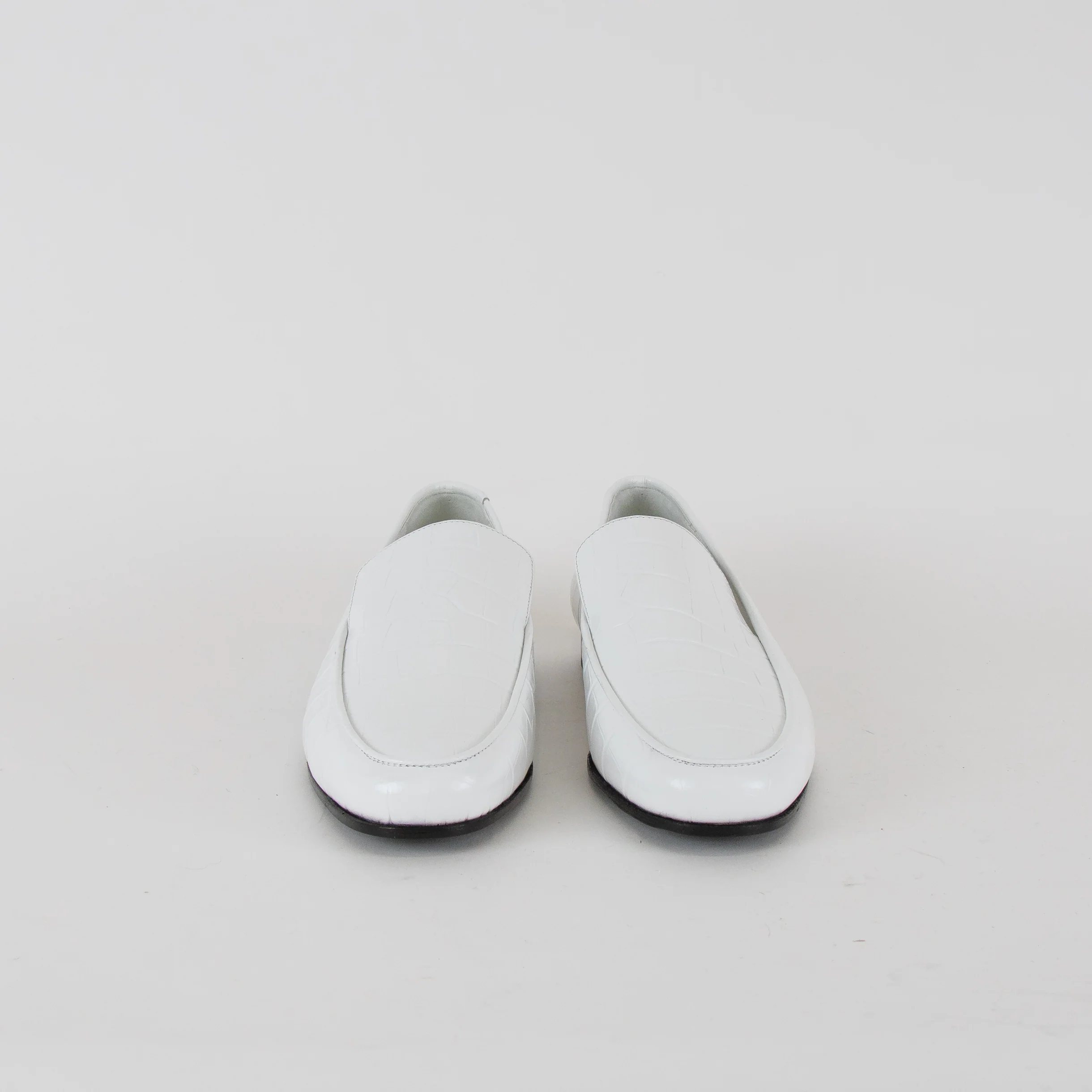 Toteme White Croc-Effect Leather Loafers - Image 3