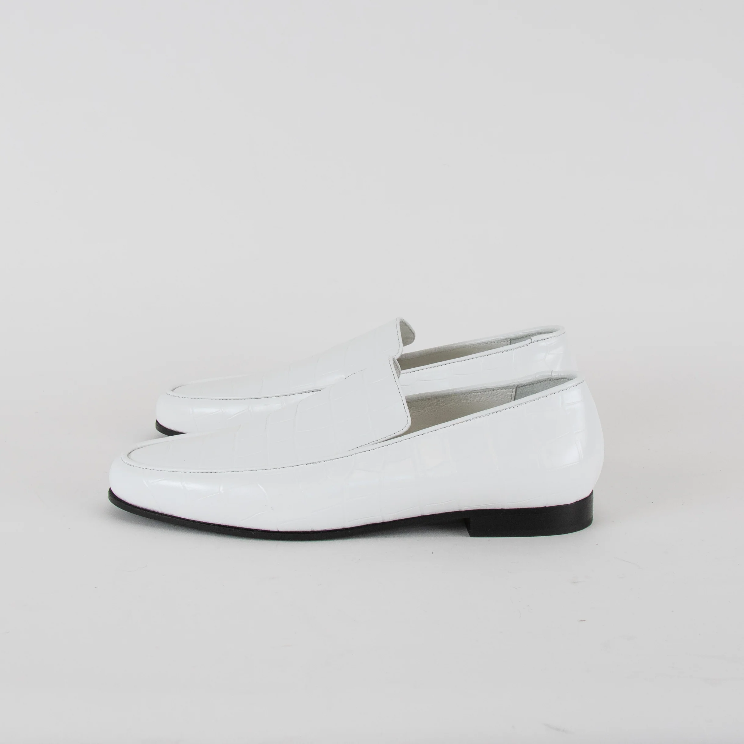 Toteme White Croc-Effect Leather Loafers - Image 4
