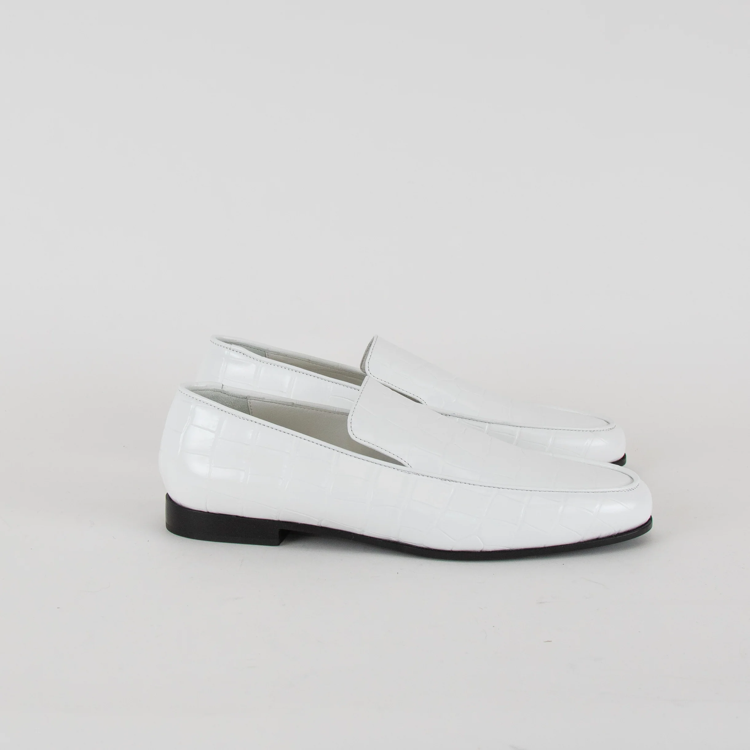 Toteme White Croc-Effect Leather Loafers - Image 6