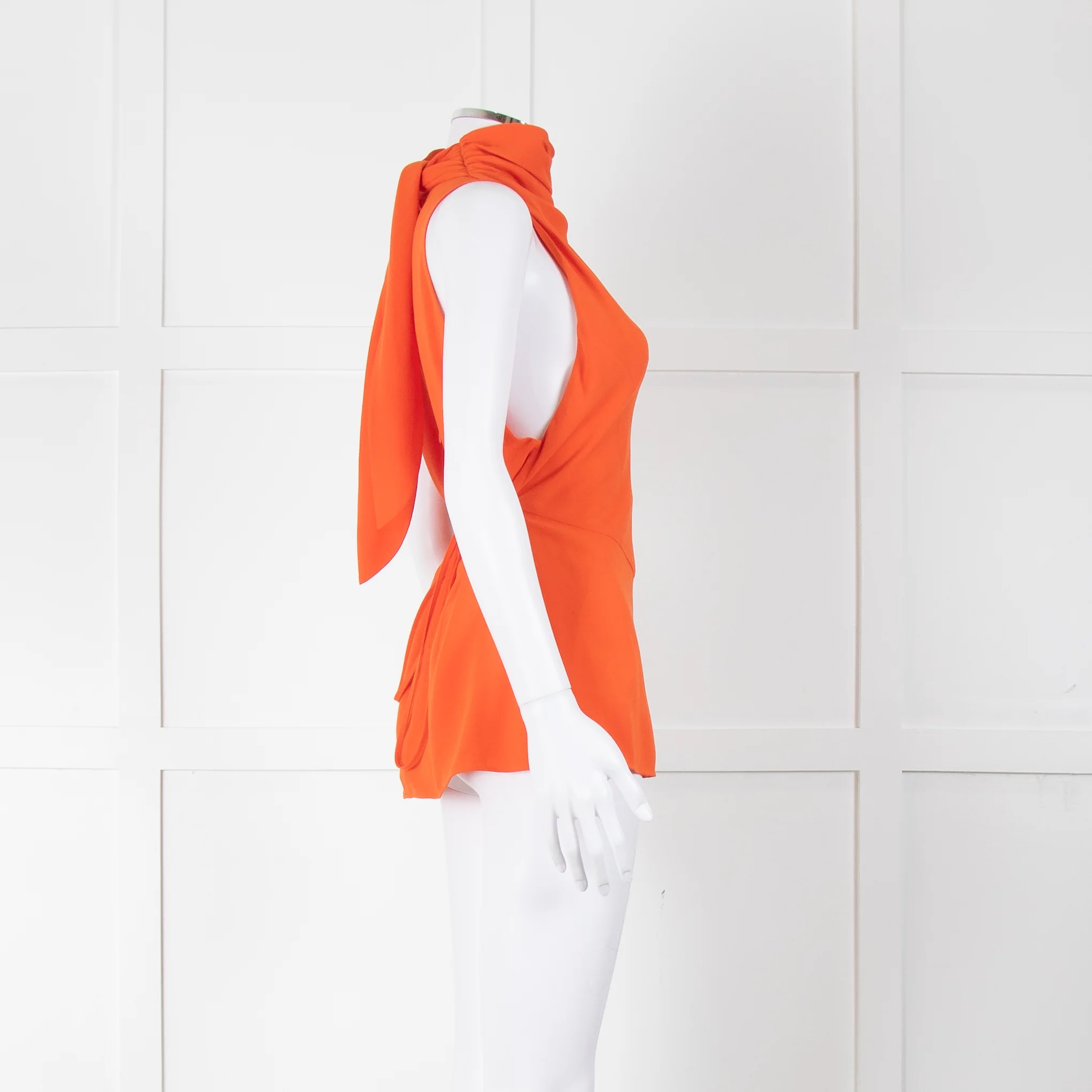 Tove Orange Draped Sleeveless Top - Image 3