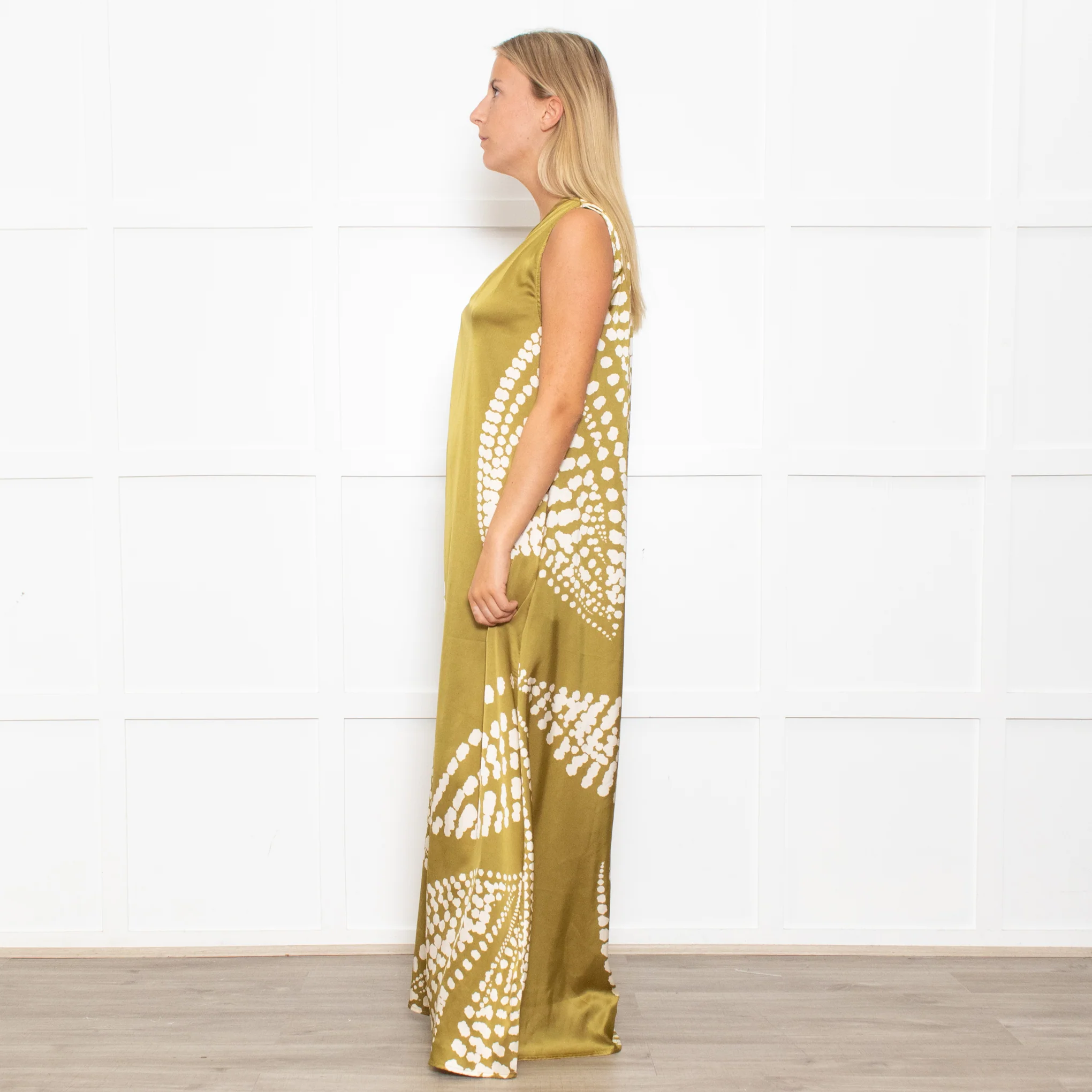 Traffic People One Shoulder Green Polka Dot Dress - Image 4