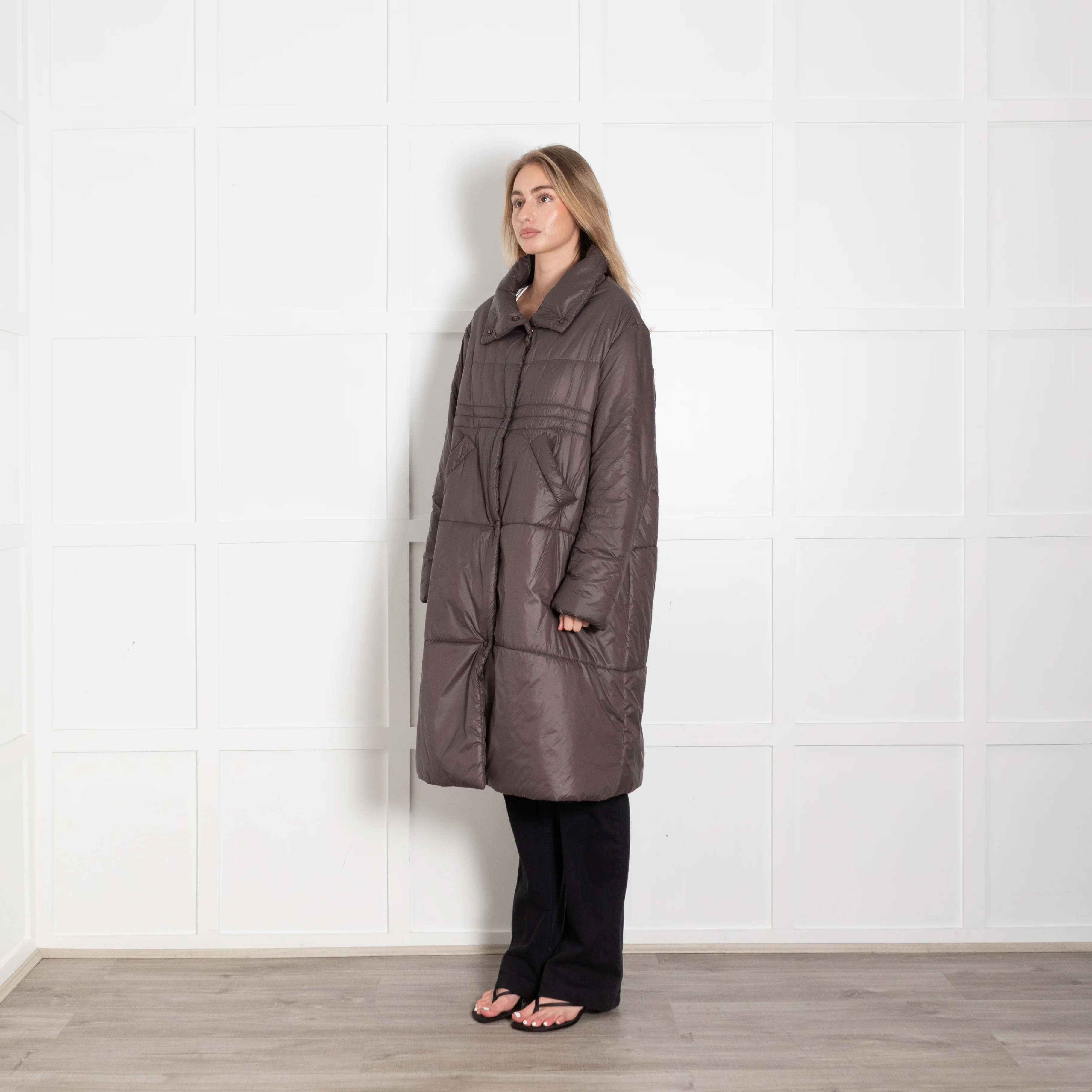 TreBarraBi Brown Nylon  Puffa Coat - Image 3
