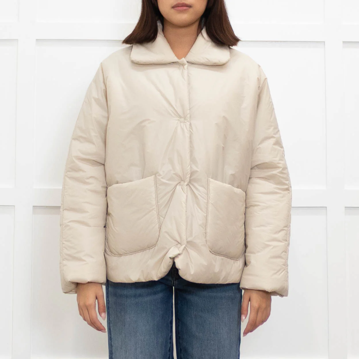 TreBarraBi Ivory Nylon Puffa Jacket - Image 2