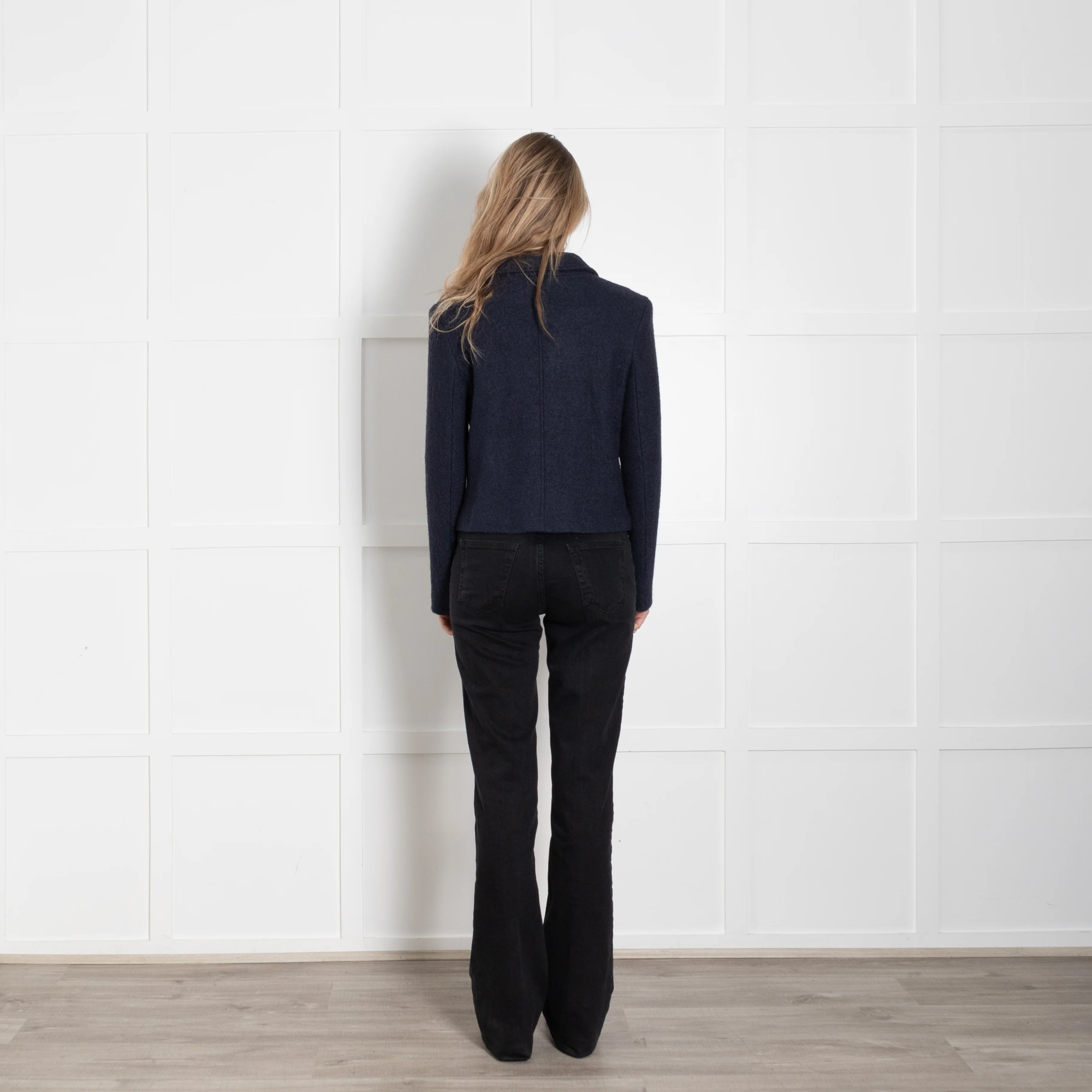 Trilogy Blue Boucle Wool Mix Cropped Jacket - Image 5