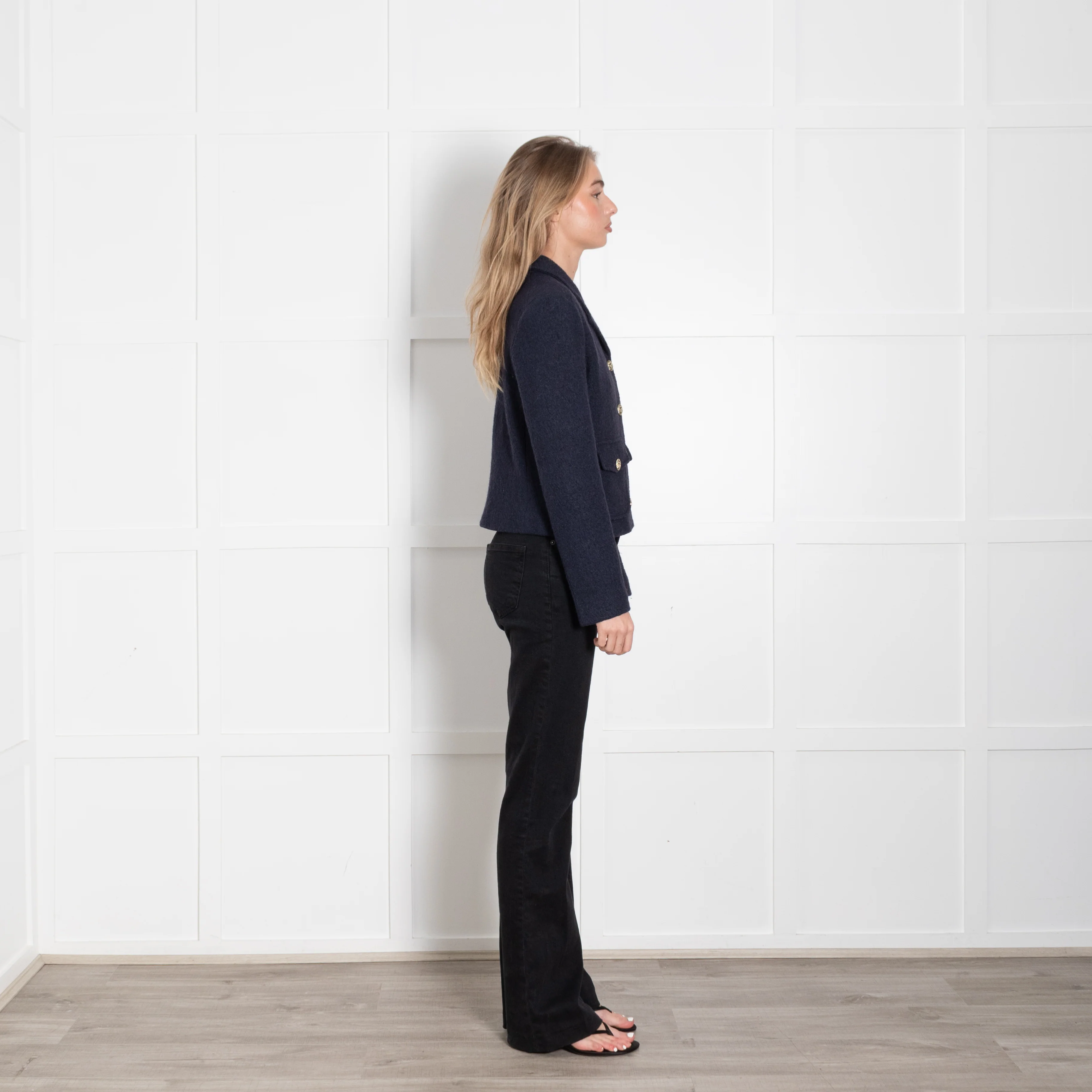 Trilogy Blue Boucle Wool Mix Cropped Jacket - Image 6