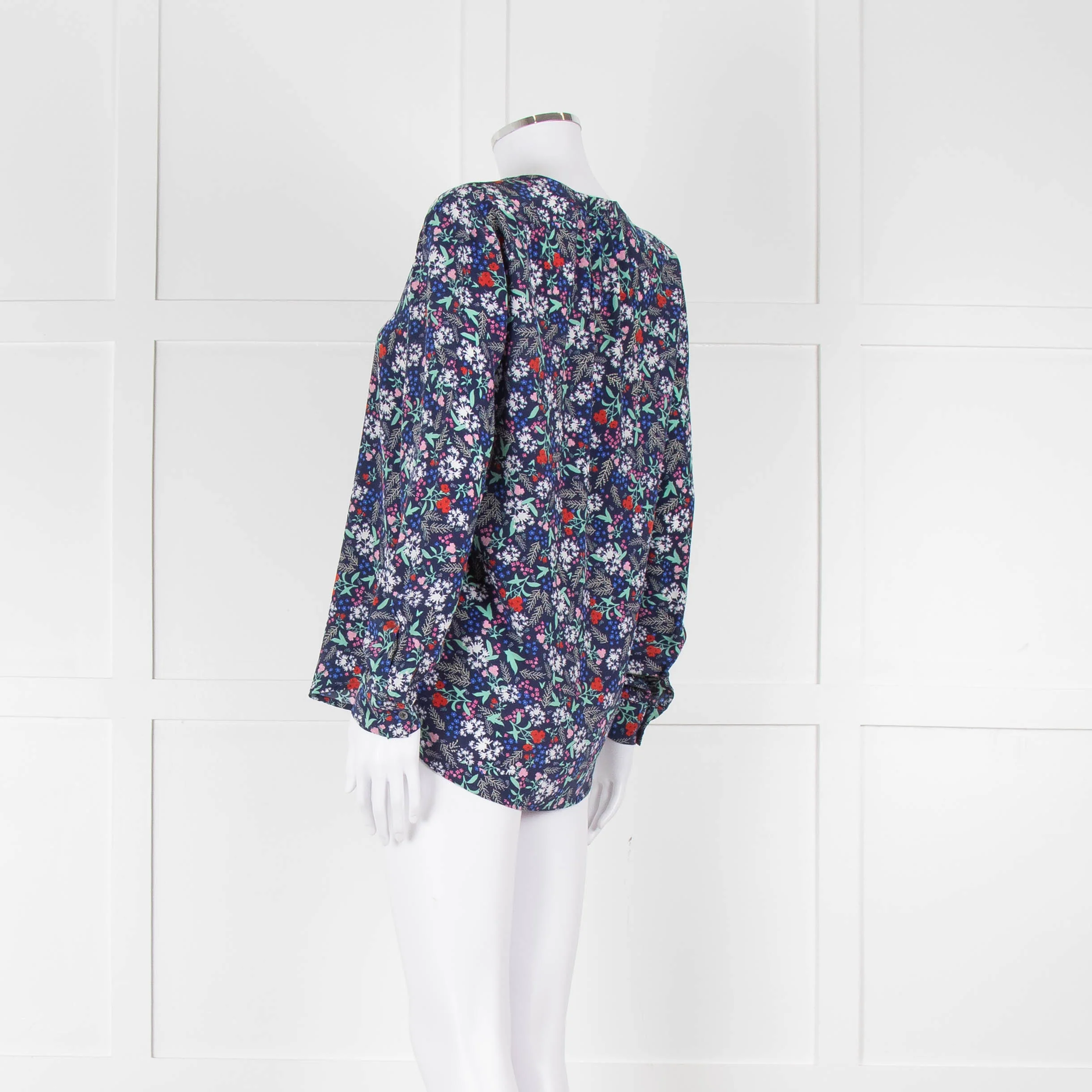 Trilogy Blue Turquoise Red Floral Long Sleeve Top - Image 6