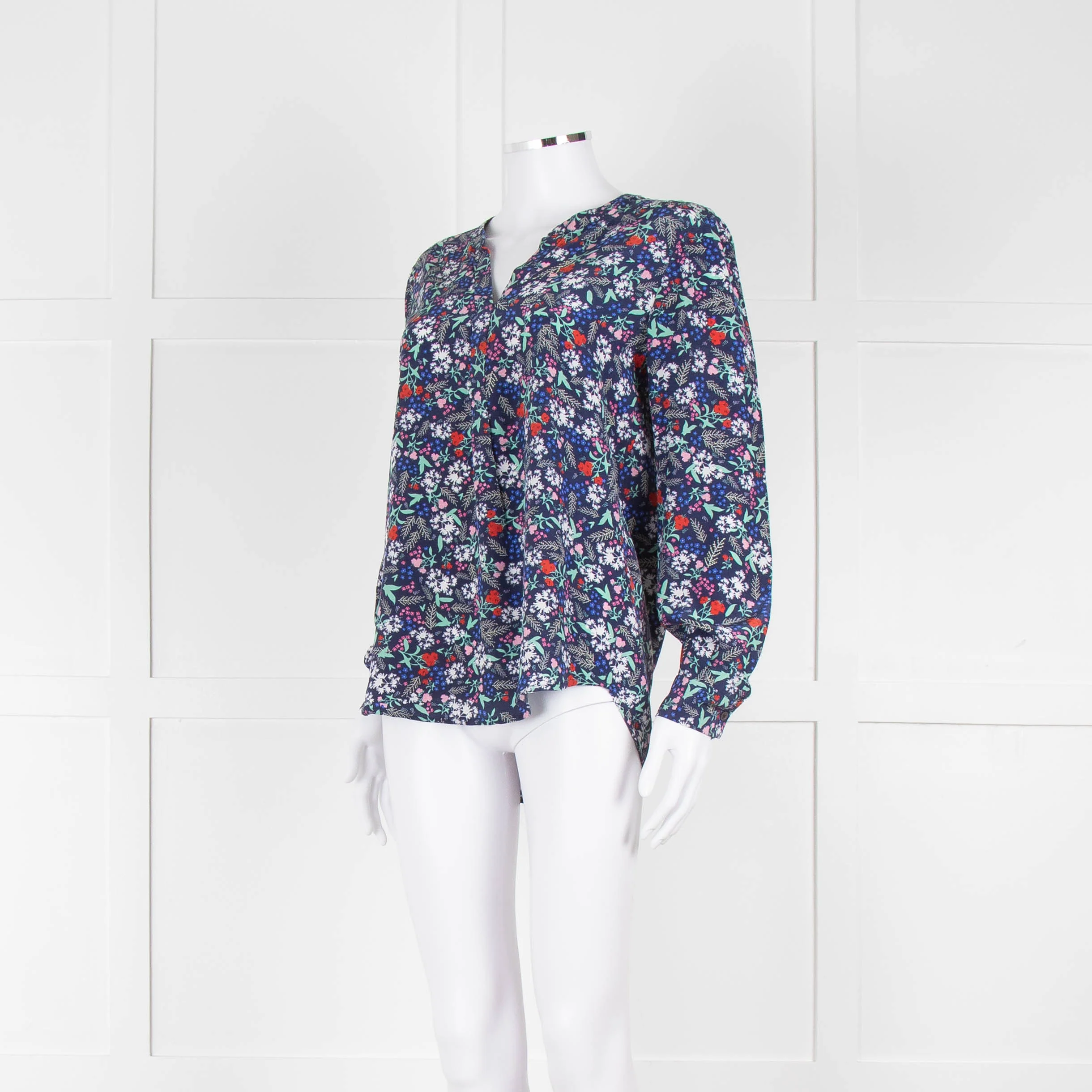 Trilogy Blue Turquoise Red Floral Long Sleeve Top - Image 8