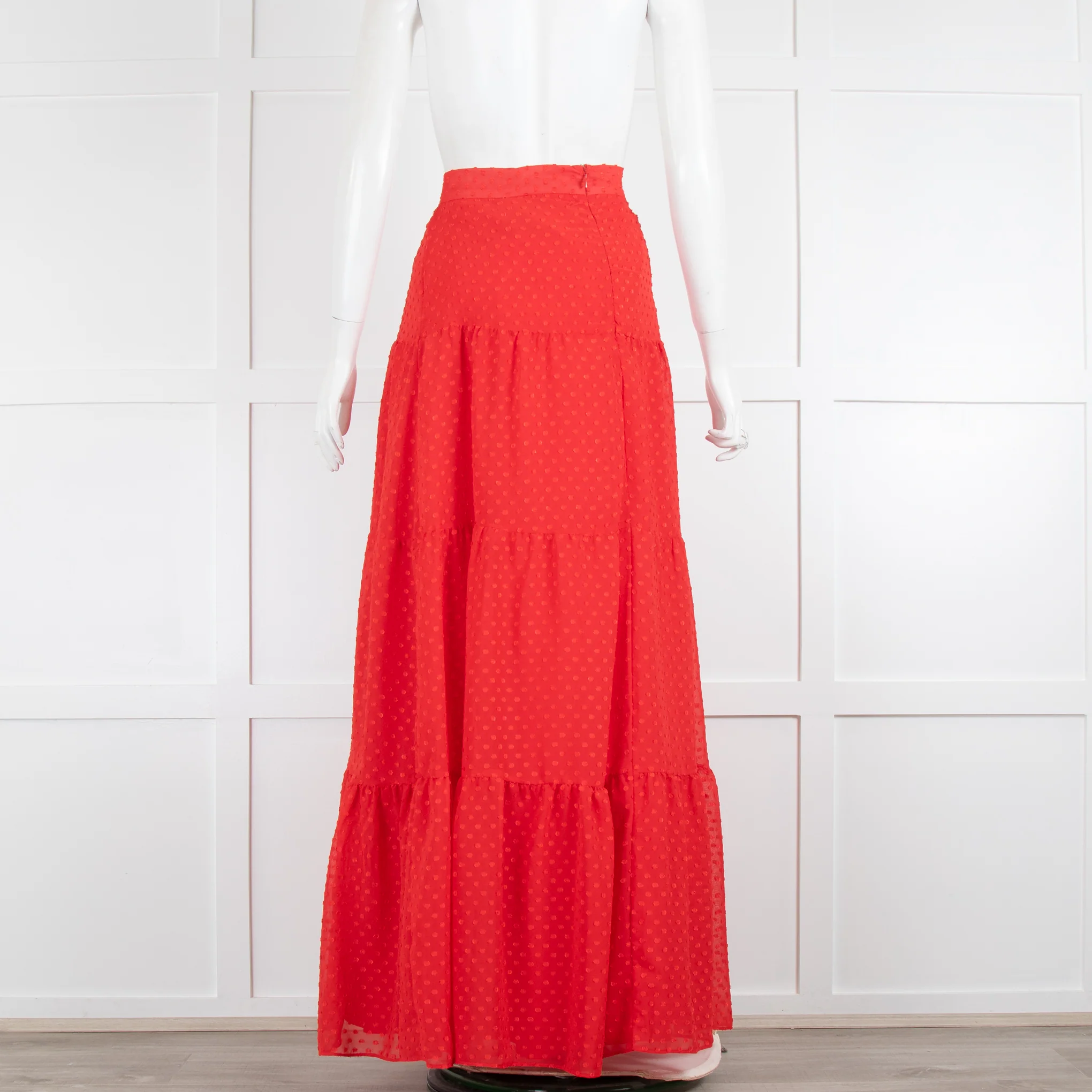 True Decadence Red Dobby Spot Maxi Skirt - Image 3